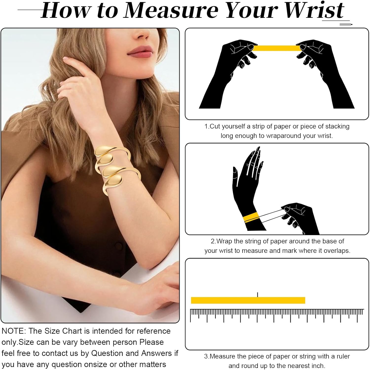 YBMYCM Gold Silver Cuff Bangle Bracelets for Women Set Chunky Trendy Teardrop Adjustable Wrap Open Gold Bracelet Minimalist Hinged Arm Cuff Jewelry Gift 2pcs - Image 3