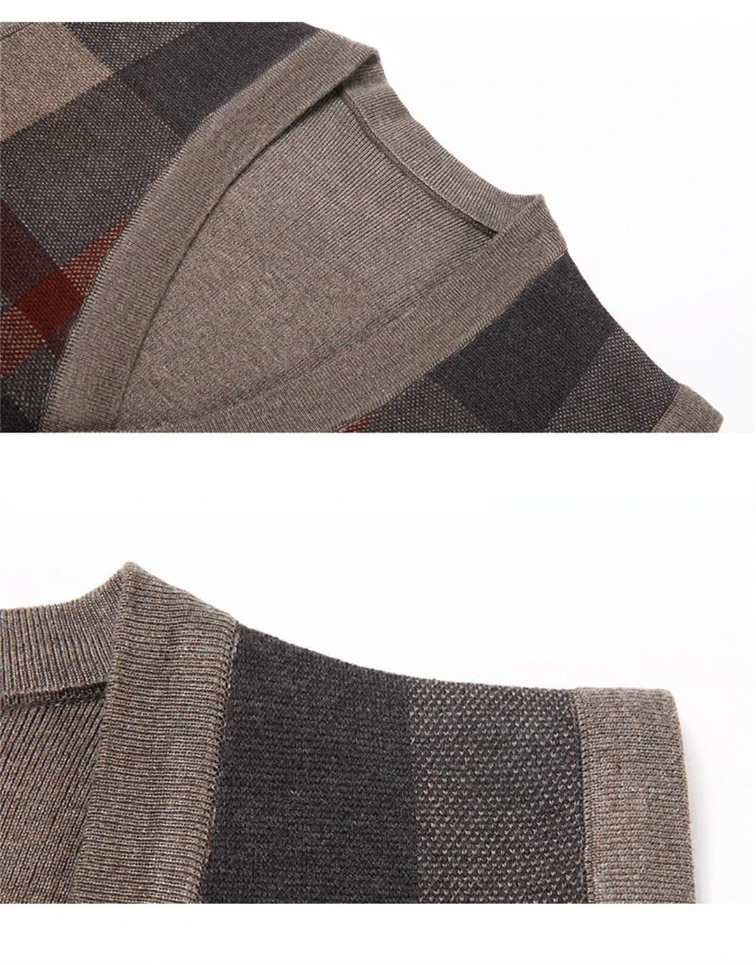 Chaleco de punto con estampado a cuadros para hombre, ajuste delgado, cárdigans