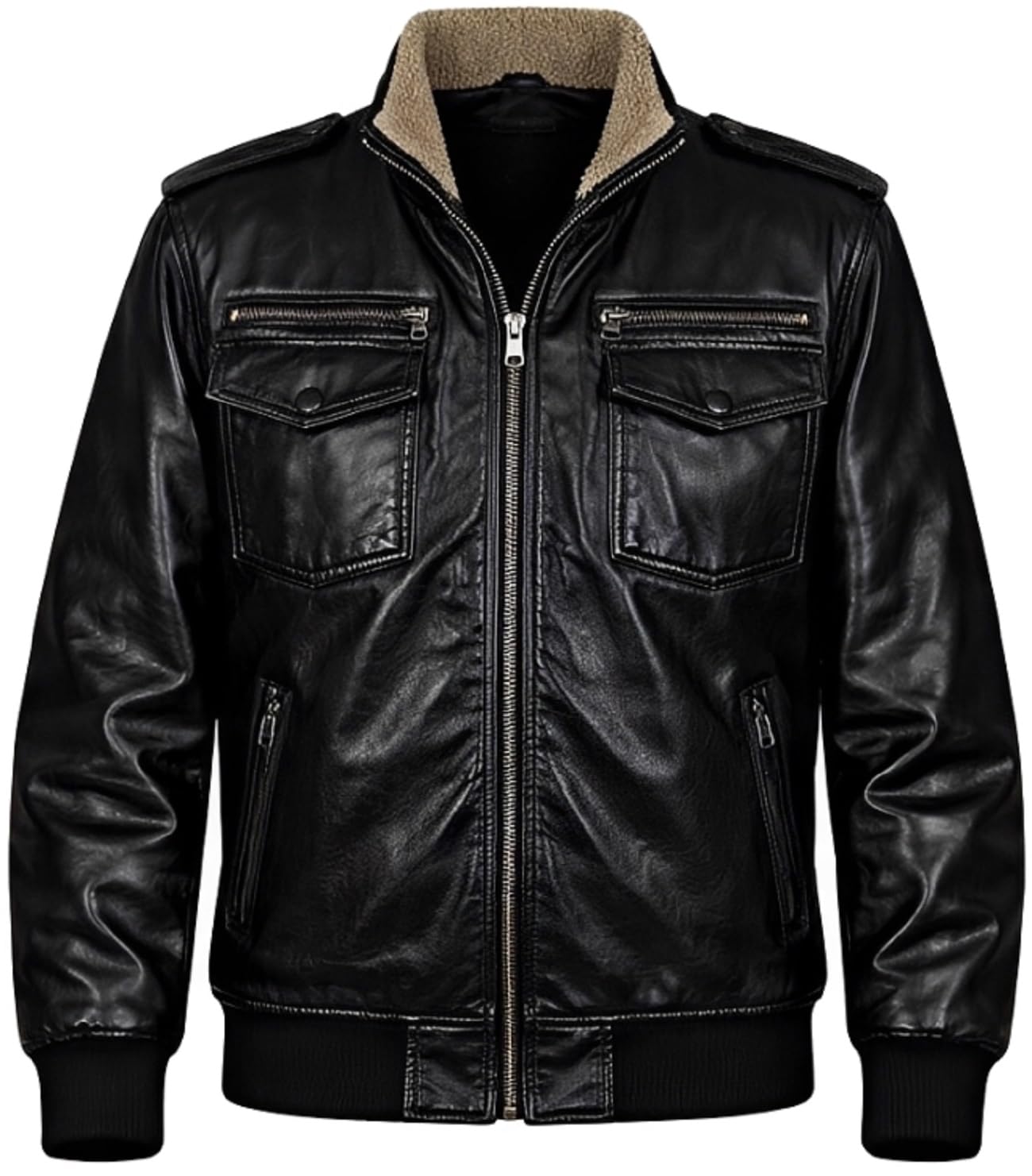 Giacca da uomo in pelle nera ispirata alla serie TV - look da motociclista gotico robusto