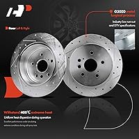 Vista 7 de A-Premium Juego de rotores de freno de disco perforados y ranurados delanteros y traseros + pastillas de cerámica compatibles con modelos