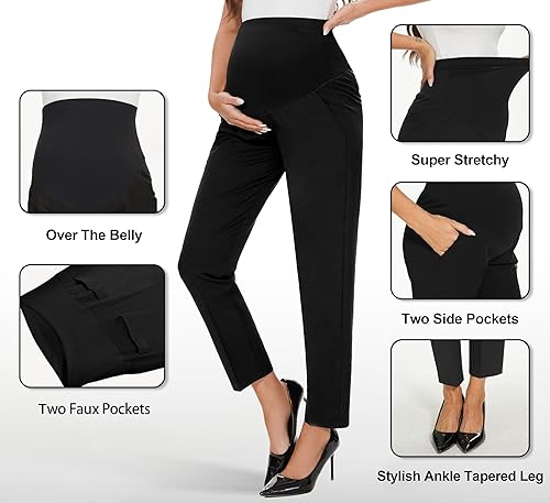 Miniatura 3 de PACBREEZE Pantalones de maternidad para mujer, pantalones capri de trabajo, casuales, cómodos y con estilo, pantalones al tobillo