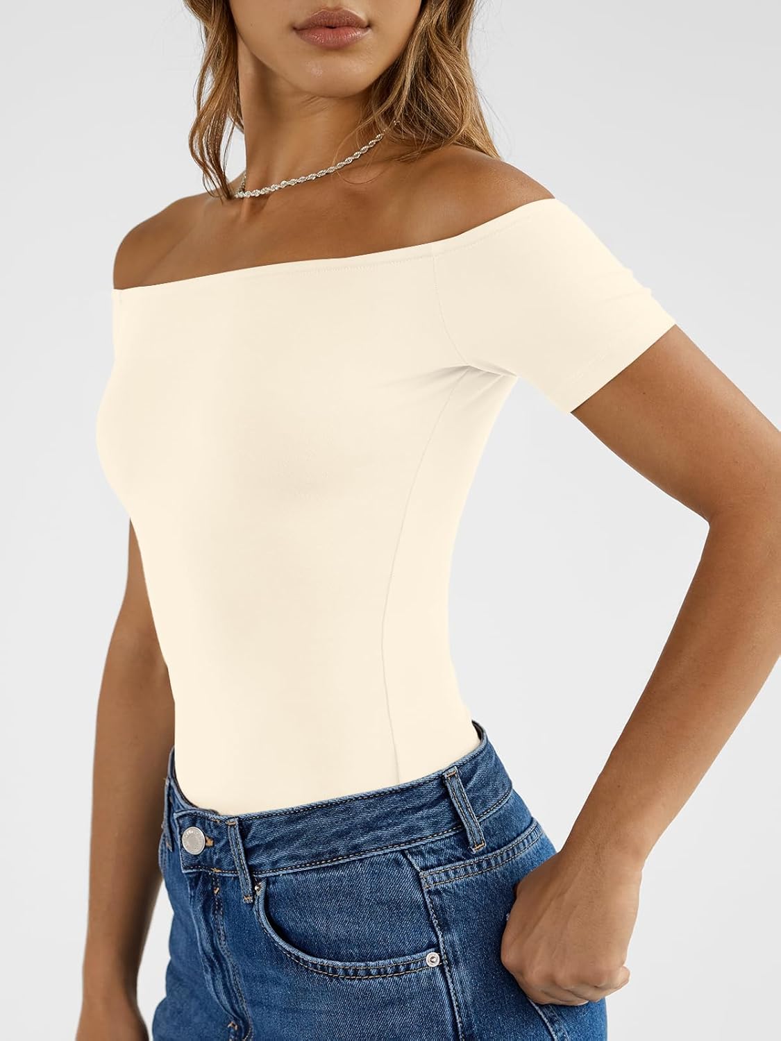 Trendy Queen Summer Off The Shoulder Tops for Women Going Out Short Sleeve Shirts Cute Y2K Sexy Basic Clothes 2026 Fashion - Image 3