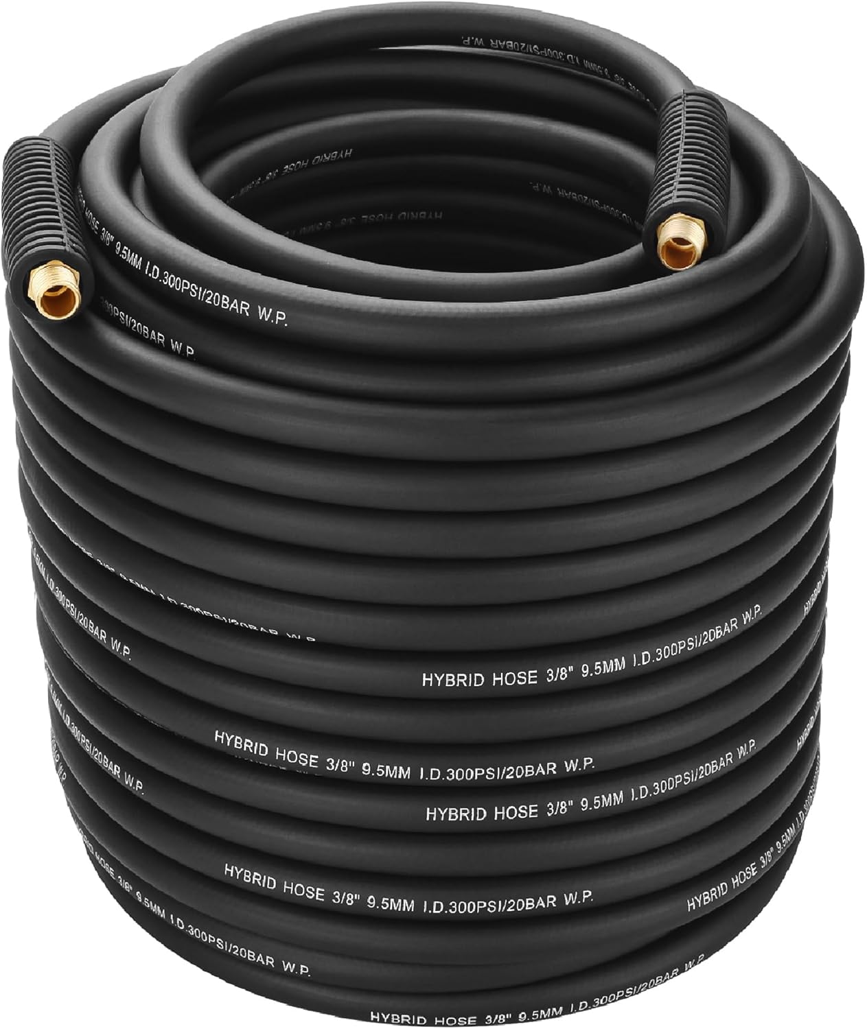 3/8" Hybrid Air Hose 150ft,1/4"MNPT Fittings,Heavy Duty Air Compressor Hose,Non-Kinking, Lightweight, Flexible In Extreme Cold Weather, Excellent UV, Oil and Abrasion Resistant,300 PSI