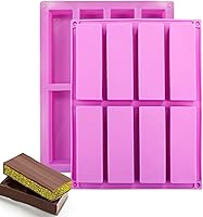 Vista 1 de Molde de silicona para barra de granola, paquete de 2 moldes rectangulares de 8 cavidades para nutrición/cereal/energía para barra de chocolate