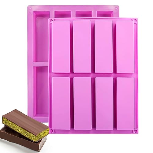 Silicone Granola Bar Mold, 2 Pack 8-Cavity Rectangular Nutrition/Cereal/Energy Bar