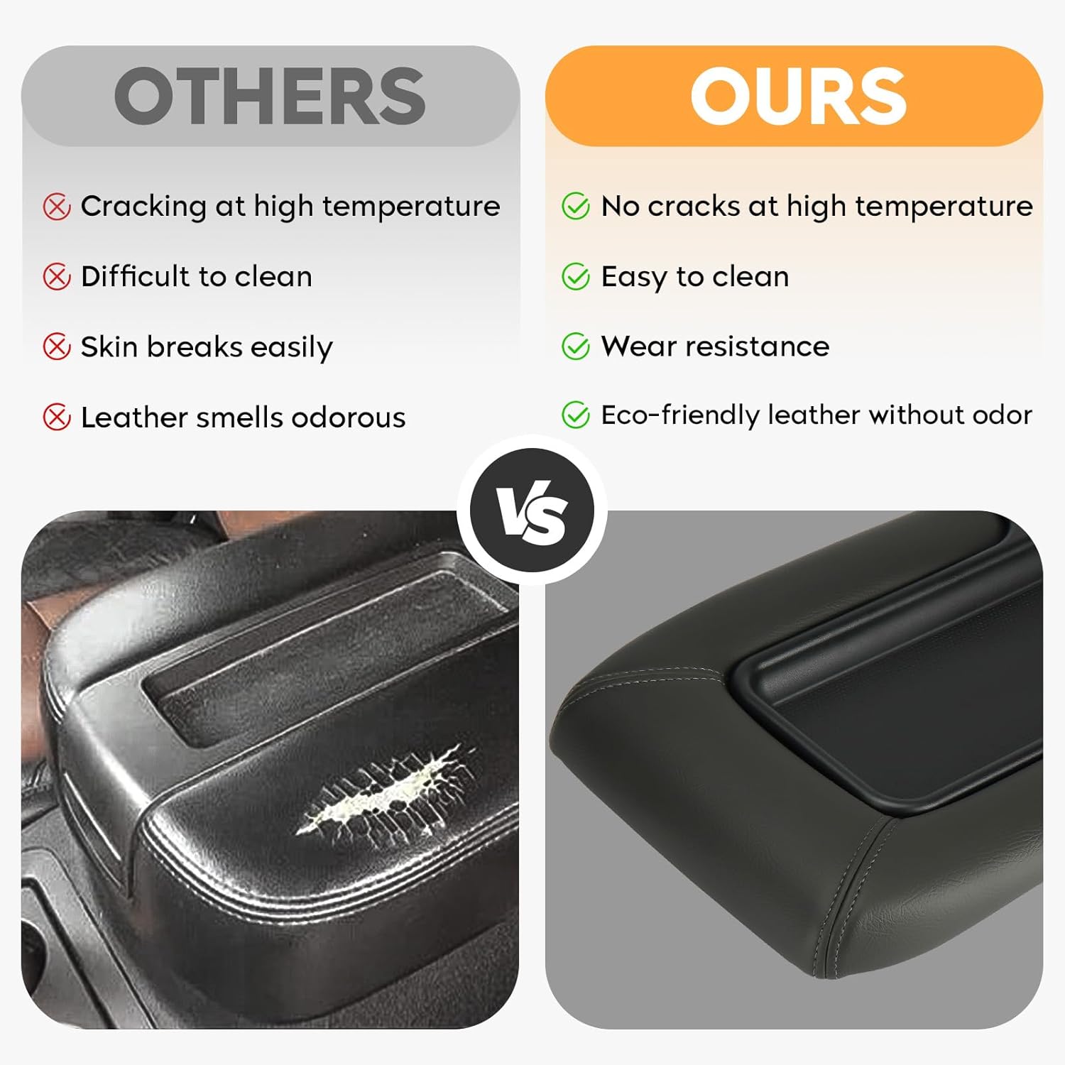 Aeagle Dark Grey Center Console Cover Armrest Lids w/Base for 2001-2006 Silverado, 2002-2006 Cadillac Escalade/Chevy Avalanche, GMC Sierra Yukon XL, 1500 2500, Replace 19127364, 19127366