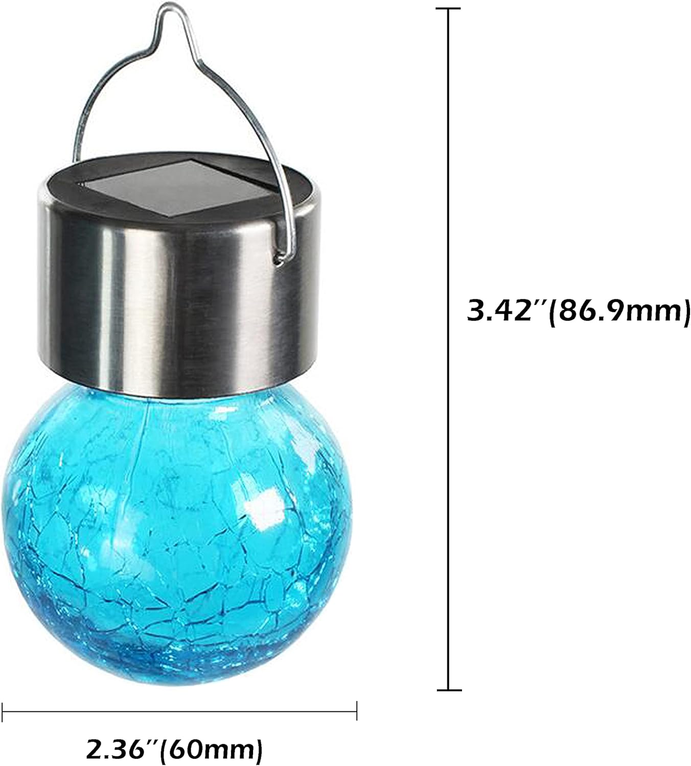 Hanging Solar Lights Outdoor, Decorative Cracked Glass Ball Lights Solar Powered, Waterproof LED Globe Lantern with Handle for Tree, Garden, Yard, Patio, Umbrella, Holiday Decor (Blue)8-Pack