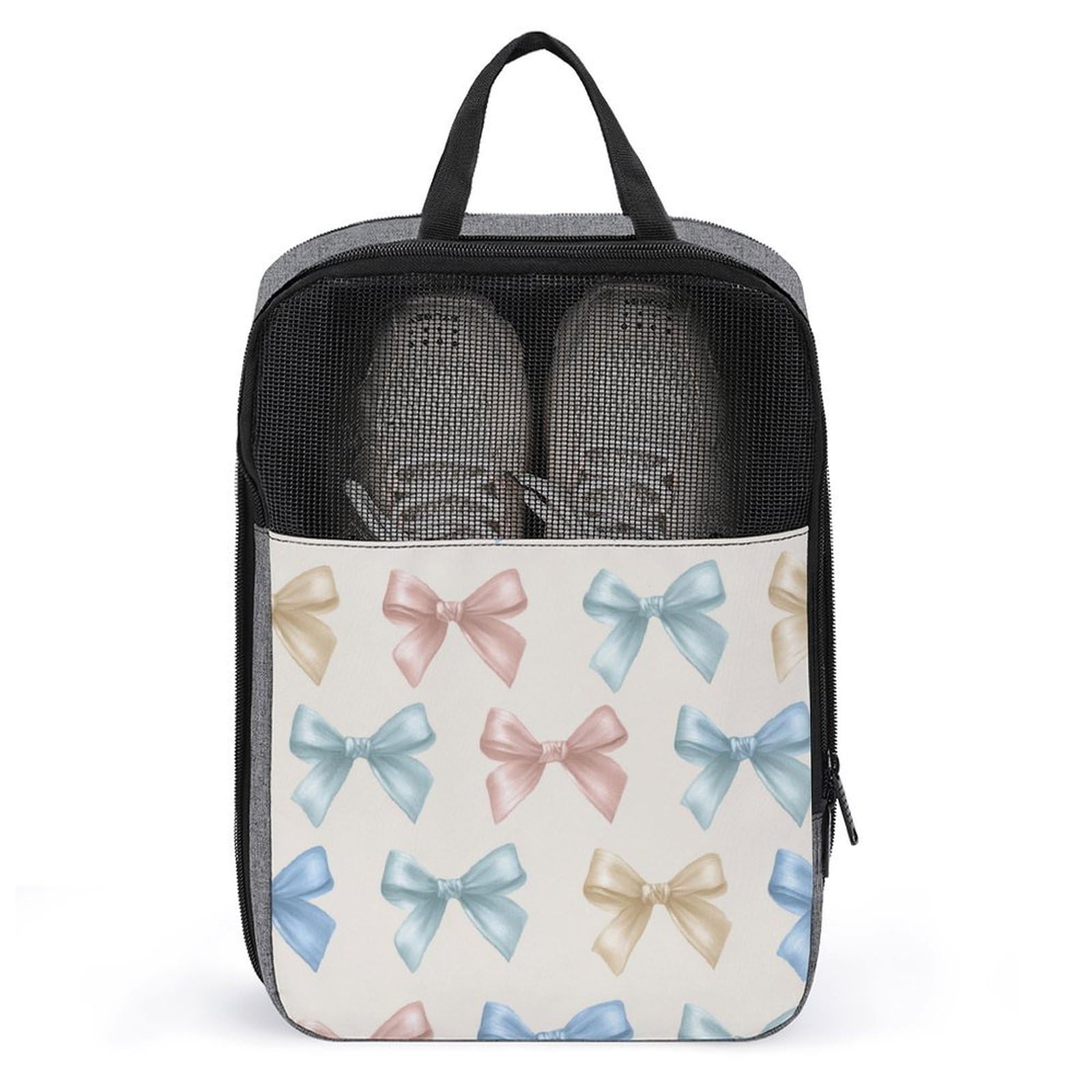 Bolsa para zapatos de golf estilo crema con lazos de satén para viaje 7
