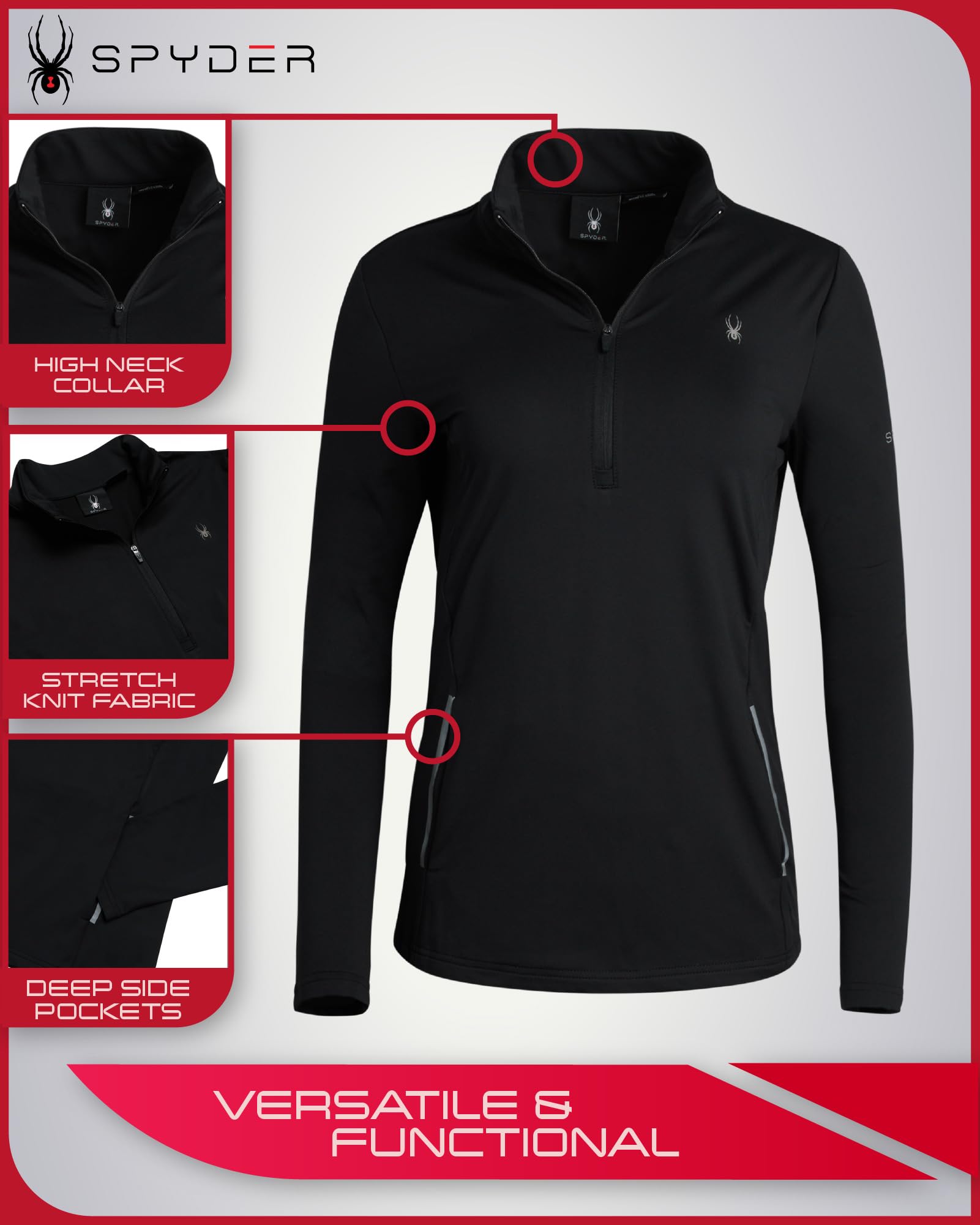 Spyder Damen L Perf Qtr Zip Swetr Sportlich (1er Pack)