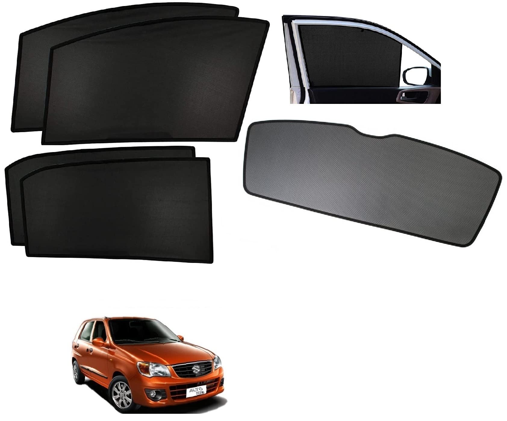 Auto Addict Car Window Custom Fit Sun Shades Fix with Dicky Non Magnetic Curtains Mesh Compatible for Maruti Suzuki Alto Old(2007-2010)-image-37
