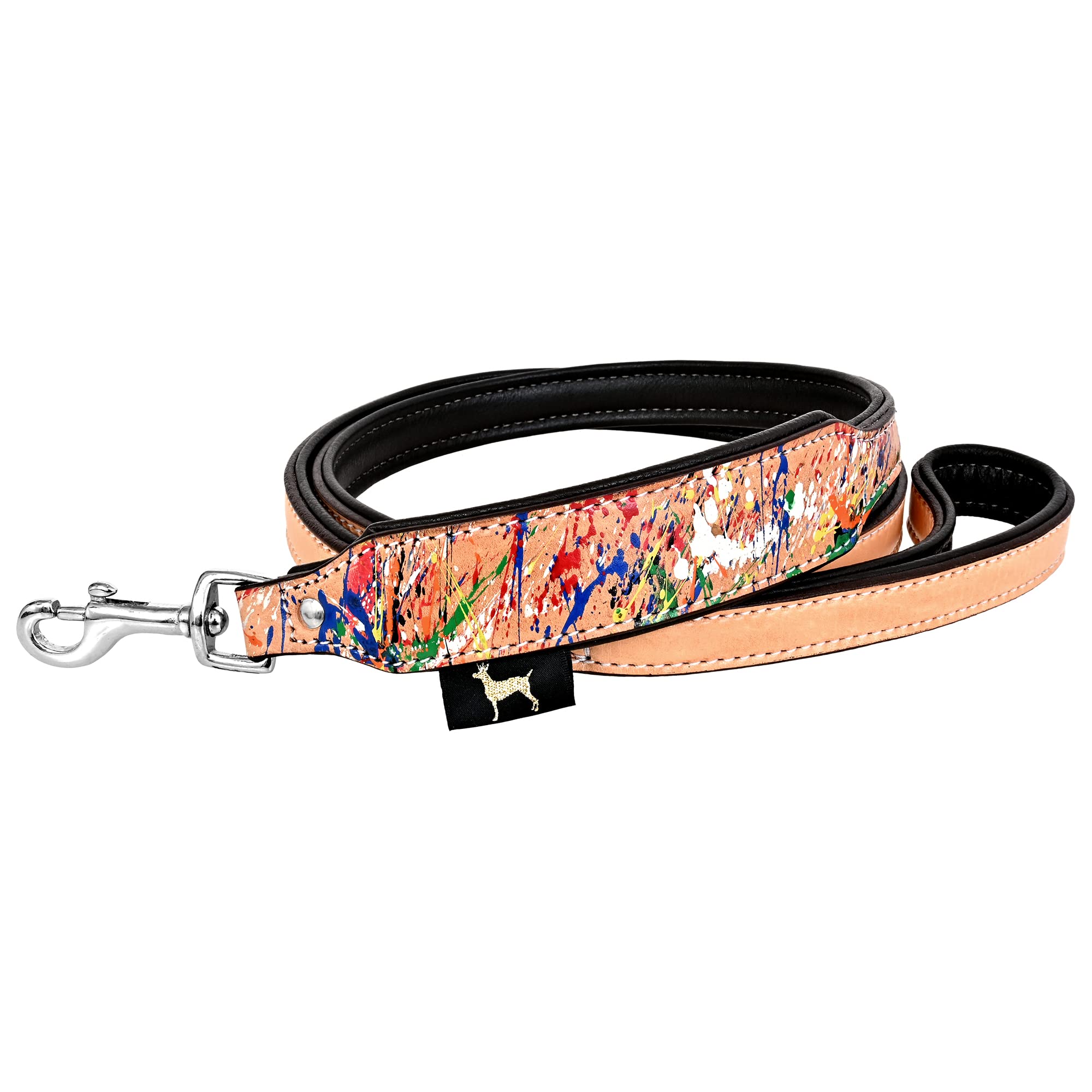 MICHUR Graphiti Braun Bunt gesprenkelt Leine, Hundeleine Leder, Flachleine, Lederleine Hund, PASSEND ZUM Halsband Graphiti, Gr. 150cm x 2,5cm