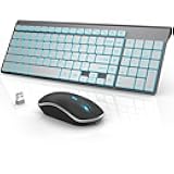 J JOYACCESS Wireless Keyboard and Mouse Combo with 7 Backlit Options,Quiet Light Up Keys,Type-C Rechargeable,Sleep Mode-2.4G Slient Portable Cordless Combo for Laptop/PC/Computer/Mac(Grey+Sliver)