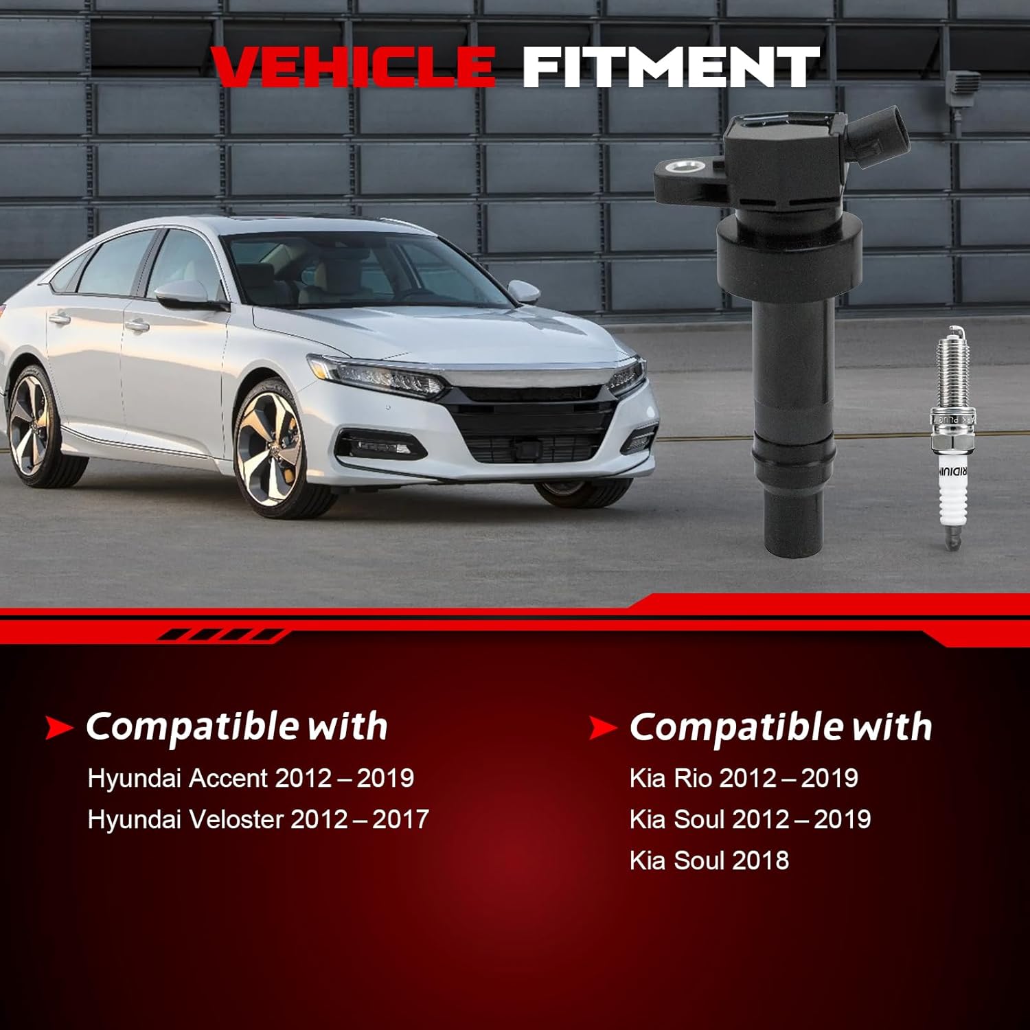 Set of 4 Ignition Coil Pack UF652 and Iridium Spark Plugs 93815 Fits for 1.6 2.0 L4 Kia Soul Rio Hyundai Accent 2012-2019 for Hyundai Veloster 2012 2013 2014 2015 2016 2017 Replace C1803 5C1860