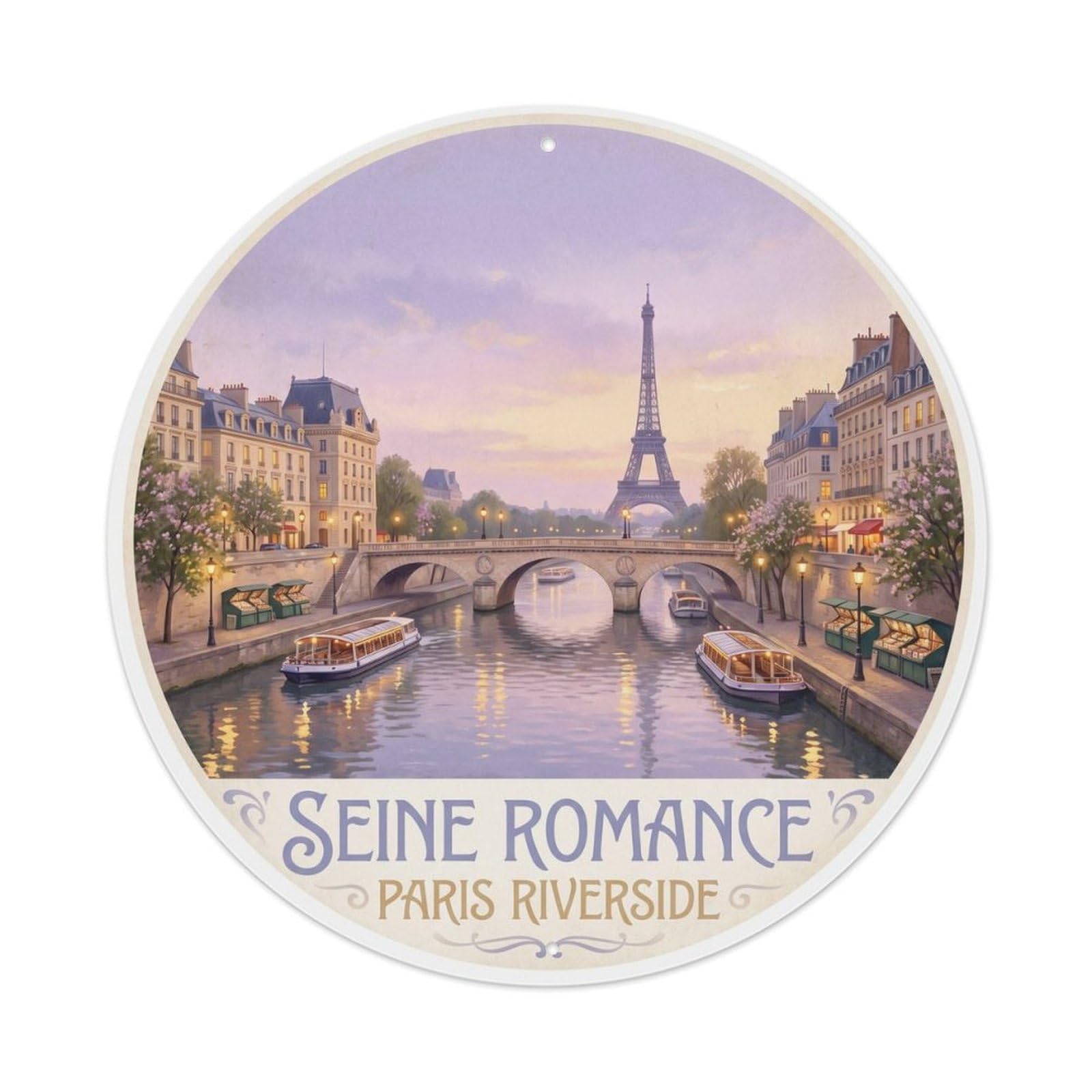 Vintage Travel Seine Paris Riverside Metal Tin Sign