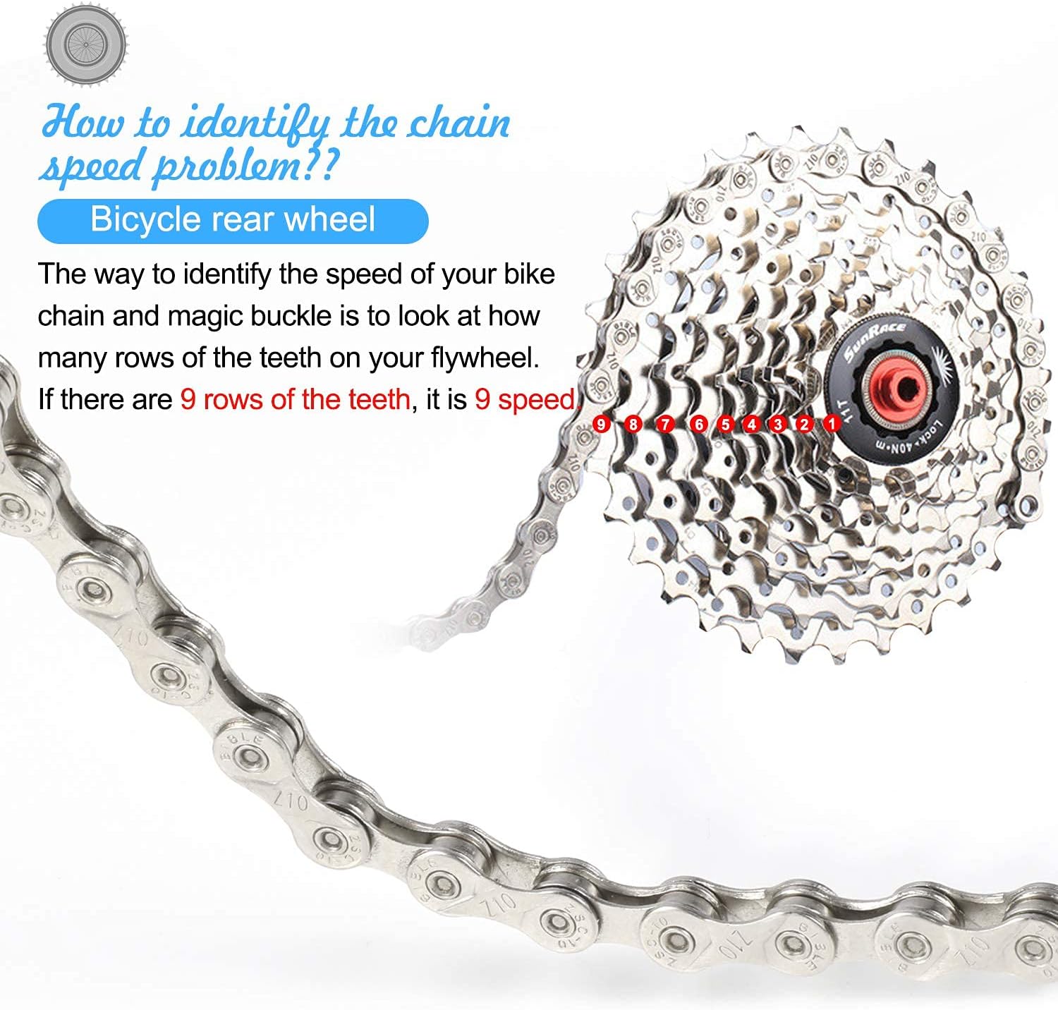 TAGVO 6/7/8 9 10 Speed Chain Plating Silver 116 Link with Quick Chain Chain Link Power Lock Chain Hook, Silver