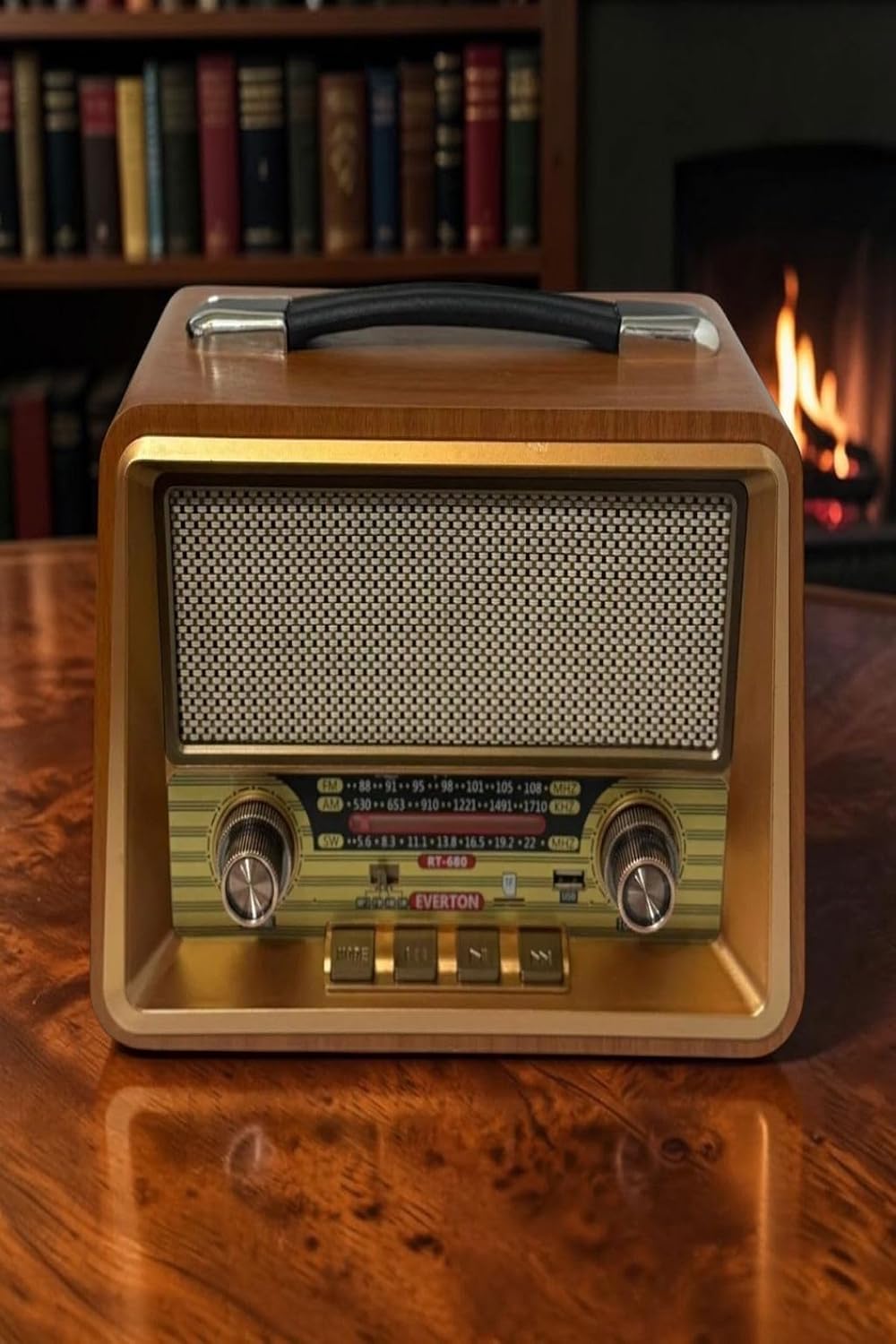 RT-680 Gerçek Ahşap Eskitme Bluetooth Hoparlör Mp3 Çalar Müzik Kutusu Nostaljik Radyo
