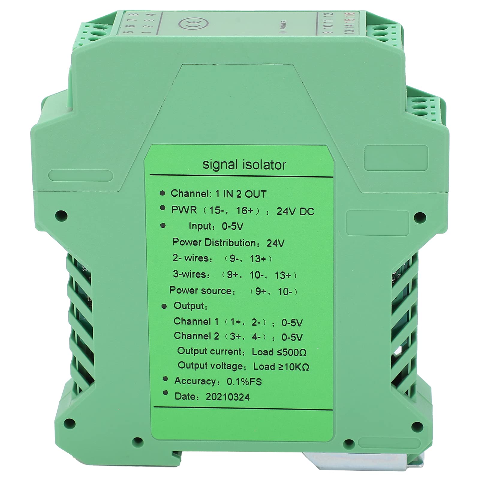 Signalverteiler, 0-5V bis 0-5V DC Signalisolator 1 IN 2 OUT DC24V Stromversorgung für 2- oder 3-Leiter-Transmitter