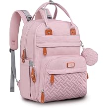 BabbleRoo Baby Changing Bag Backpack, Nappy Changing Back Pack Diaper Bags with Changing Mat & Pacifier Holder for Mom & Dad Pink