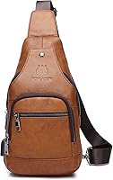 Vista 137 de LUKZIJAES Bolso bandolera de cuero genuino para hombre marrón (#1-Brown)