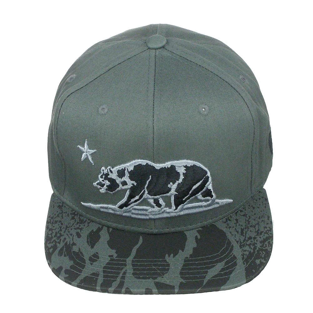 JoycapCalifornia Republic Bear Embroidery 100% Cotton Flat Bill Baseball Cap