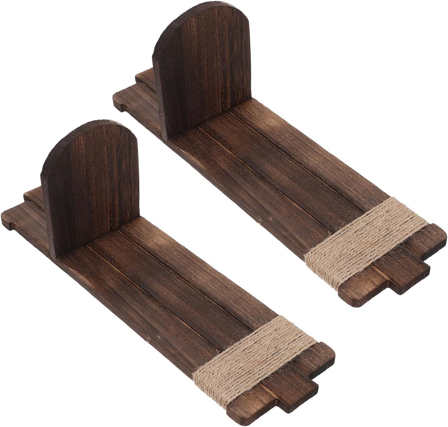 2pcs Vintage Wooden Wall-Mount Candle Holders Farmhouse Candle Sconces in Coffee Color with Space Saving Wall Mount Design for Entryways and Gallery Decor