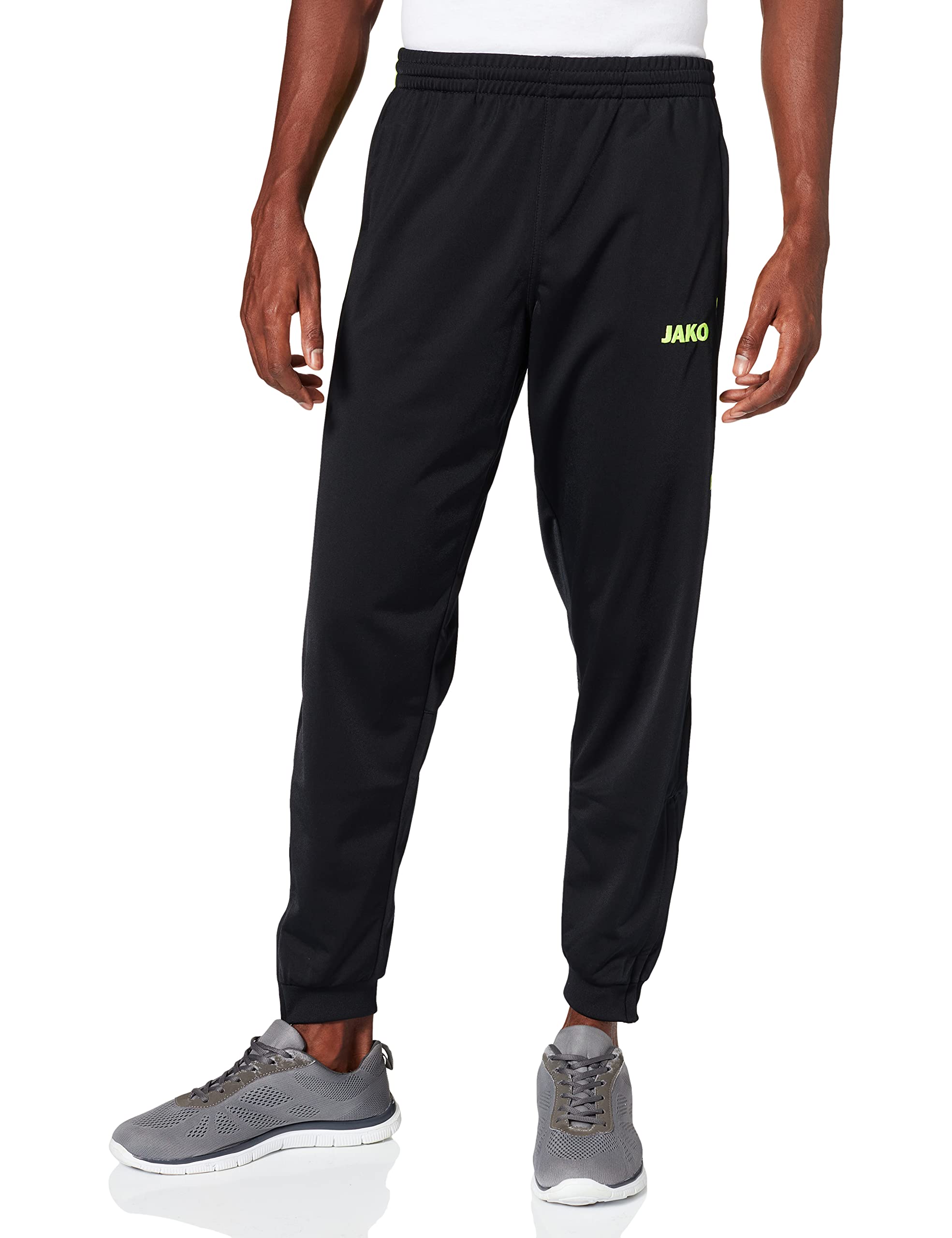 JAKO Men's Competition 2.0 Polyester Trousers, Black/Neon Yellow, M