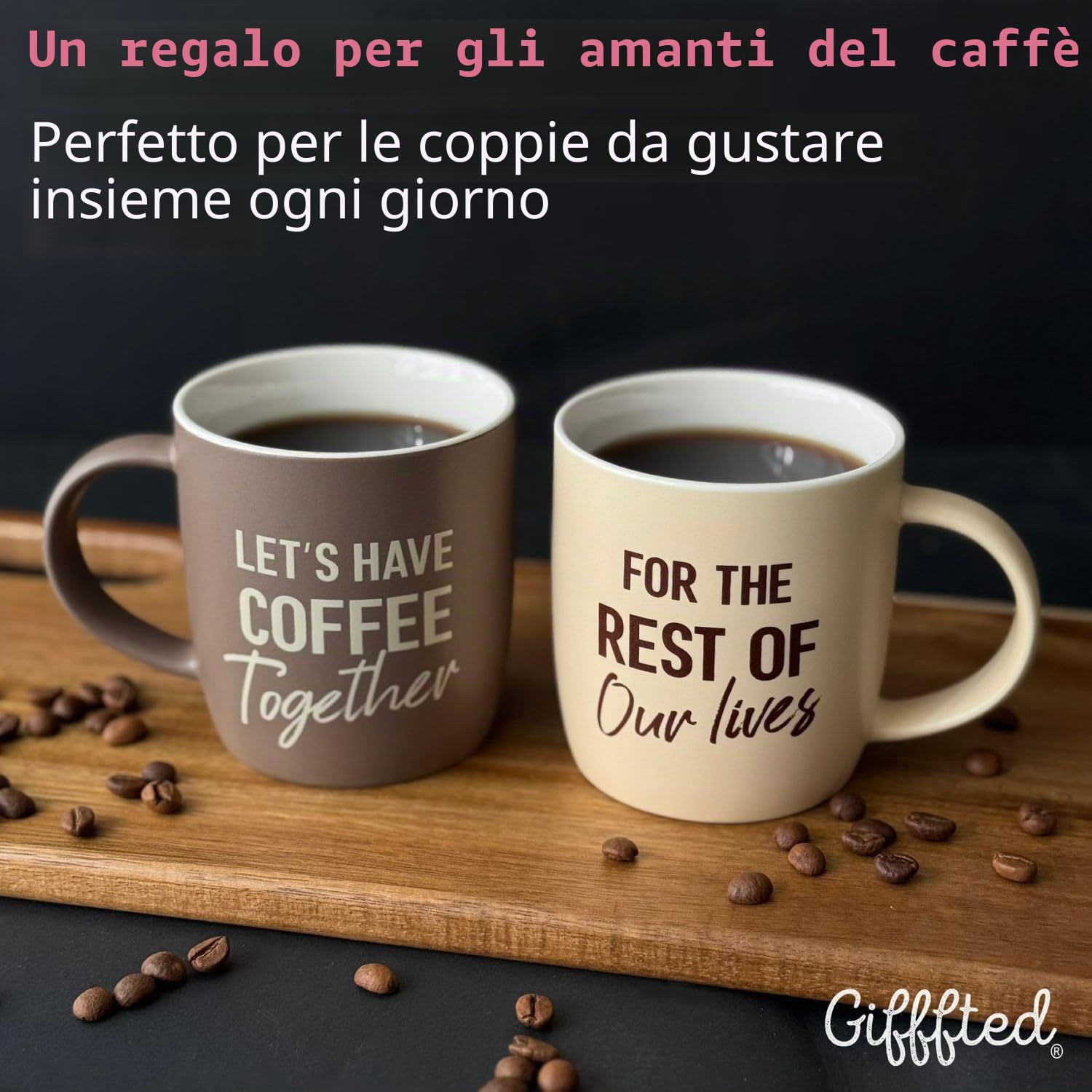 Triple Gifffted Set di tazze da caffè Let's Drink Coffee Together, regalo di fidanzamento per coppie, sposi, sposi, addio al nubilato, per lui e lei, Mr e Mrs