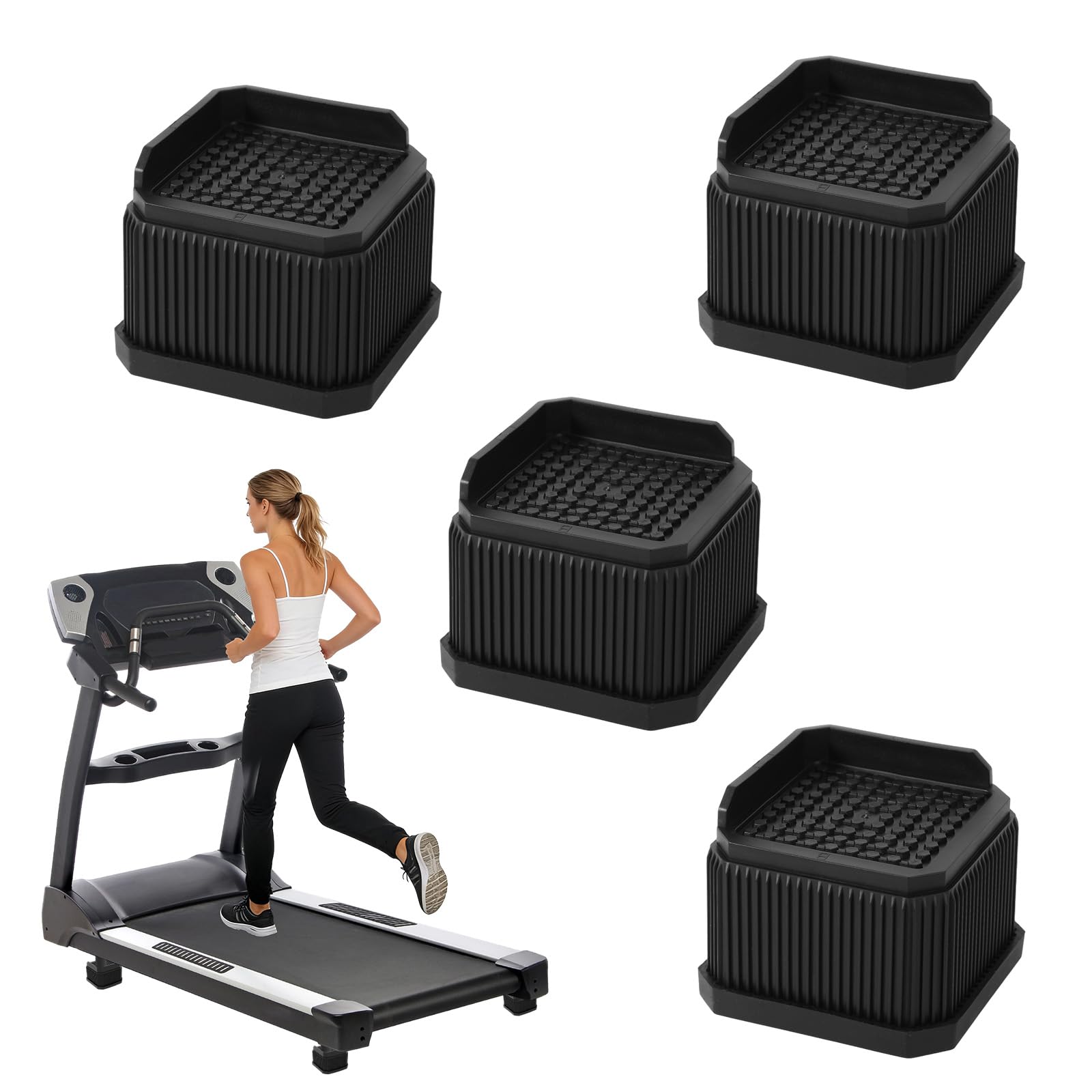 Penitue 4pcs Stackable Treadmill Incline Riser Blocks, 2in/5.1cm Adjustable Height Lift Incline Blocks for Leveling & Uphill Training Anti-Slip Gym and Home Use Treadmill Riser Accessories — image 1