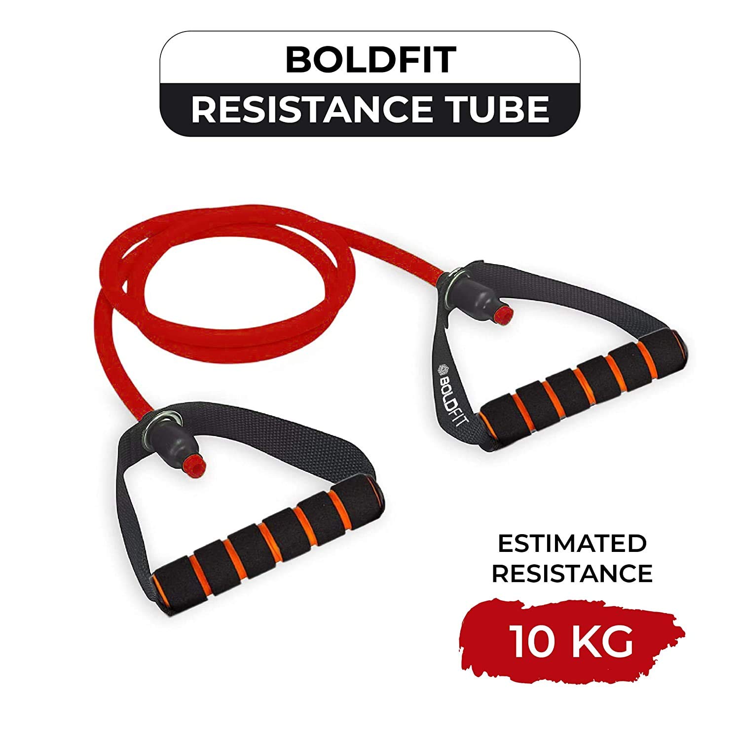 Boldfit Resistance Tube with Foam Handles (Red -10KG)