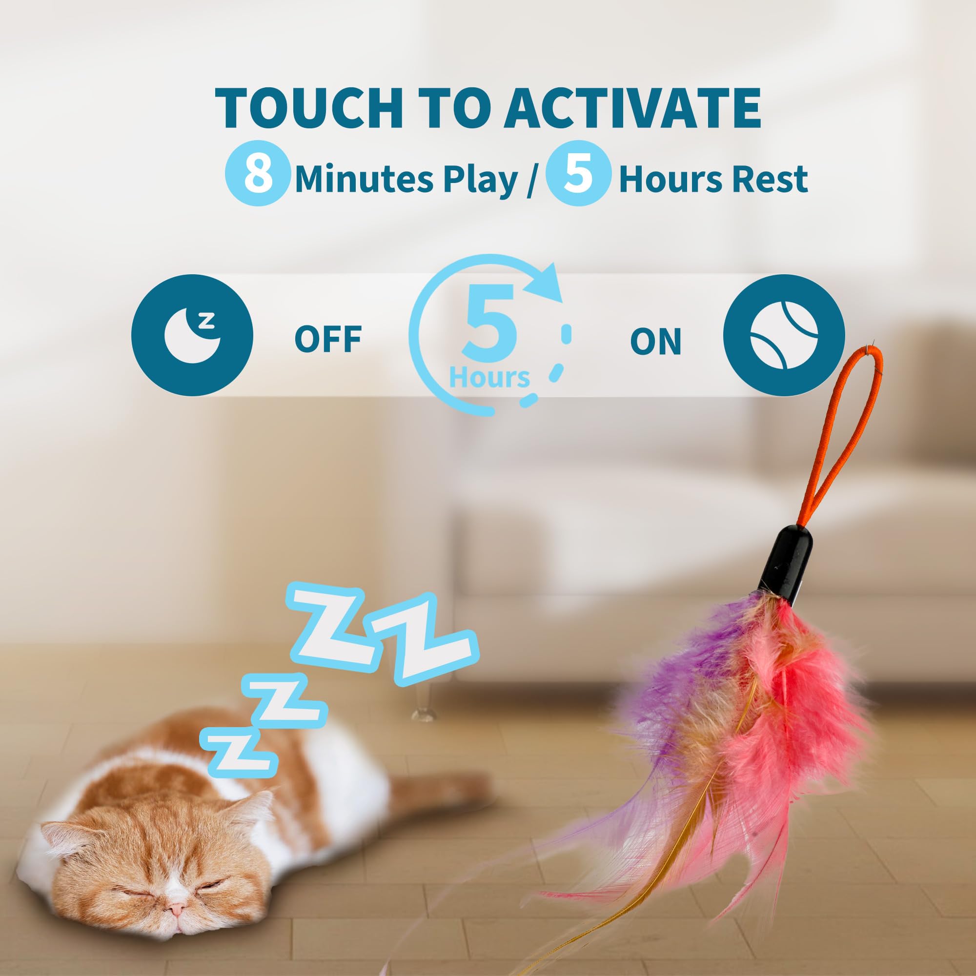 Interactive Cat Toys for Indoor Cats,Automatic String Feather Wand Teaser Enrichment Toy,USB-Rechargeable,Safe Self Play Chase Exercise,Hanging Cat Door Frame Toy for Bored Indoor Adult & Kitten Cats - image 5
