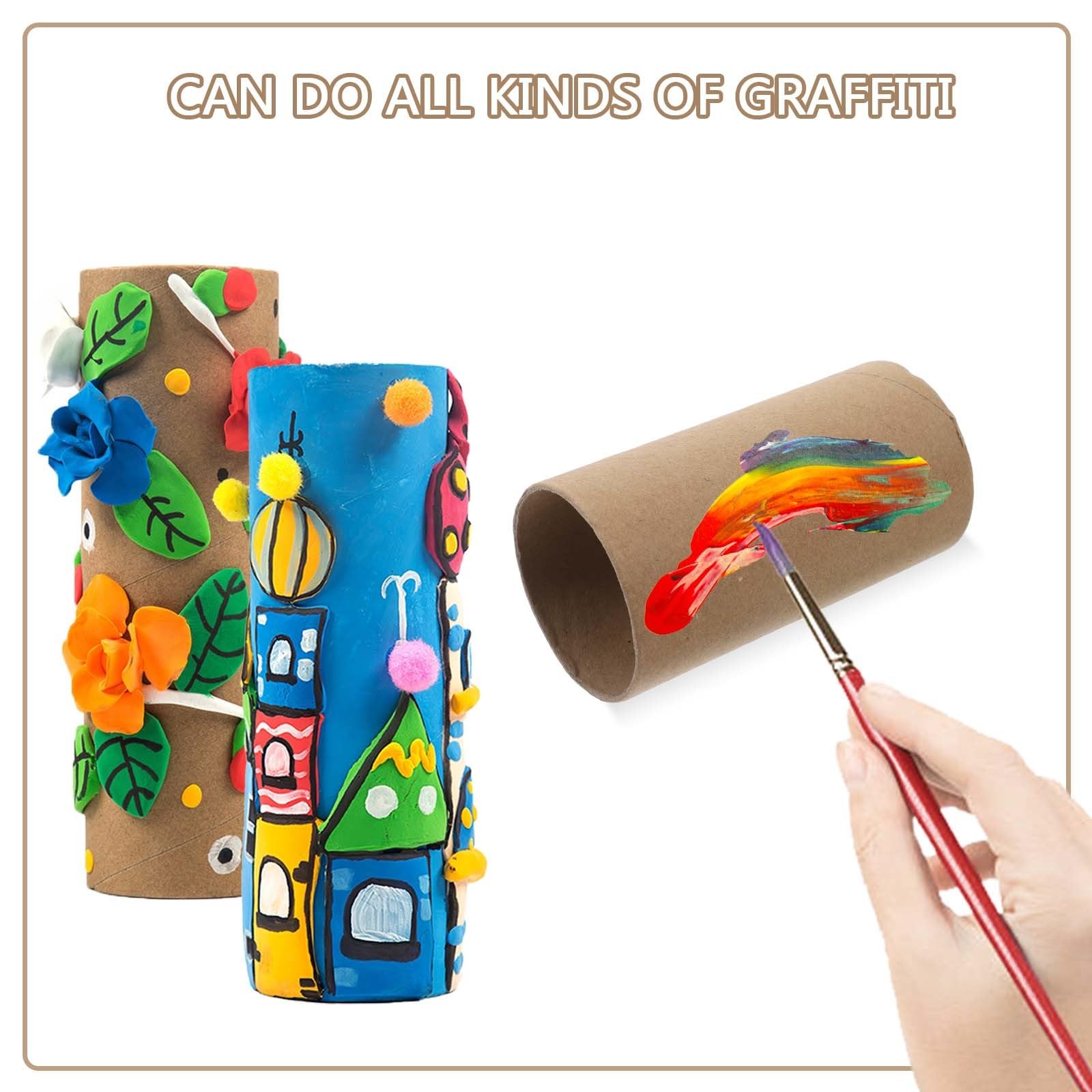 30 tubos redondos para manualidades - Tubos cilíndricos de cartón de 10 x 5,2 cm para manualidades - Rollo de papel de cartón en blanco para pintar - Materiales para infantiles para
