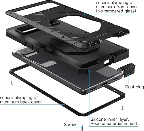 Miniatura 2 de Feitenn Funda de metal para Pixel 6A 5G, funda protectora resistente para Pixel 6A, funda protectora de silicona dura de silicona resistente a