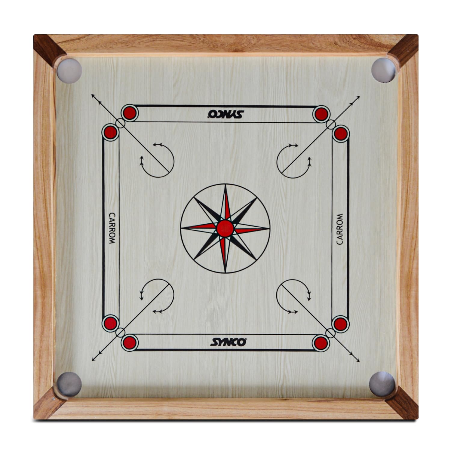 Synco Mango Wood Carrom Board with Striker & Boric Powder, 7mm Ply thikness | Durable Mango Wood Frame with Thailand Pine Plywood Surface | Secure Border Edges for Smooth Play (Mango 83)-image-48