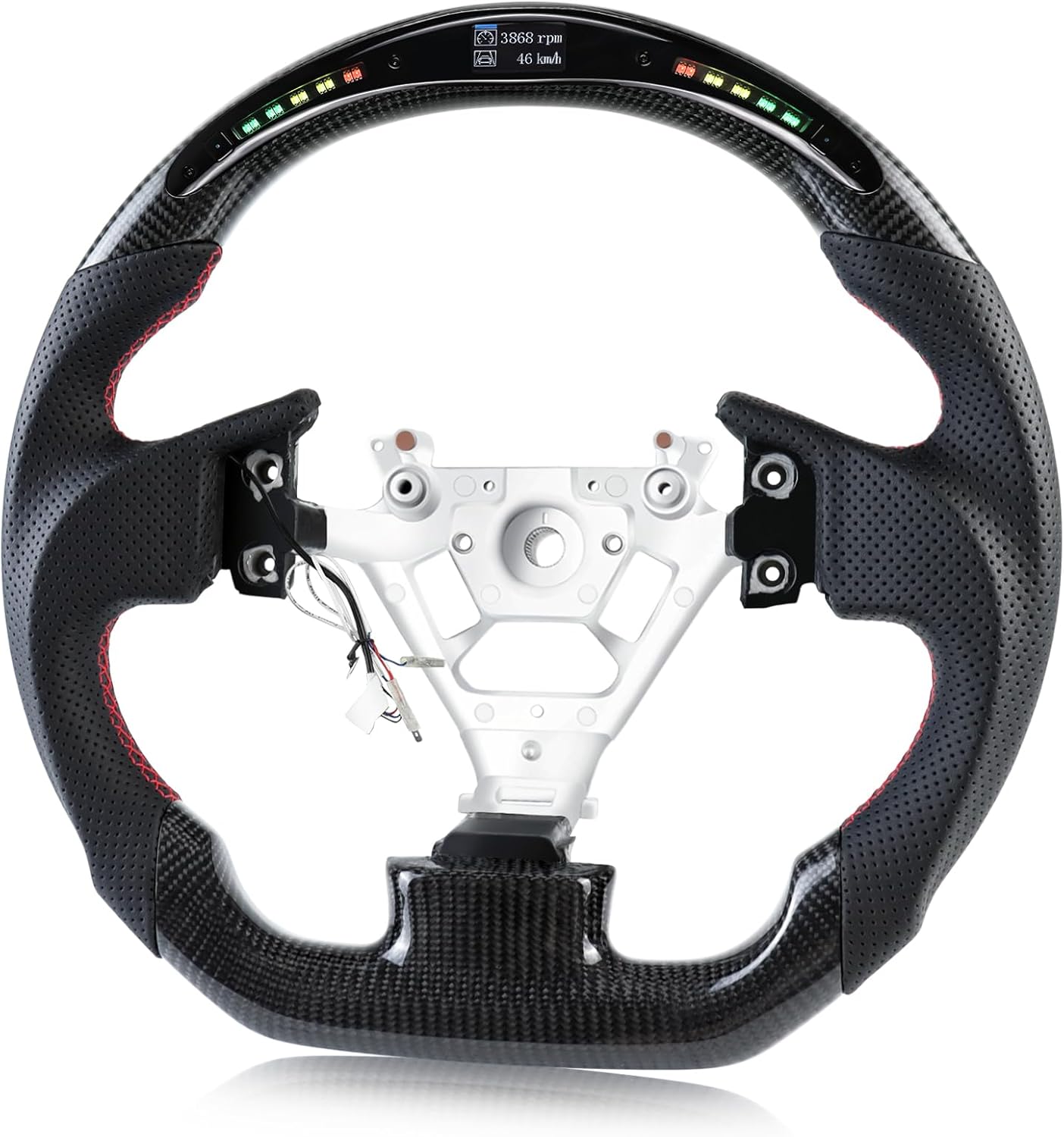 Real Carbon Fiber Steering Wheel for D-shaped With stitching Nappa Perforated Leather Flat-bottom Steering Wheel for INFINITI G35 2003-2007