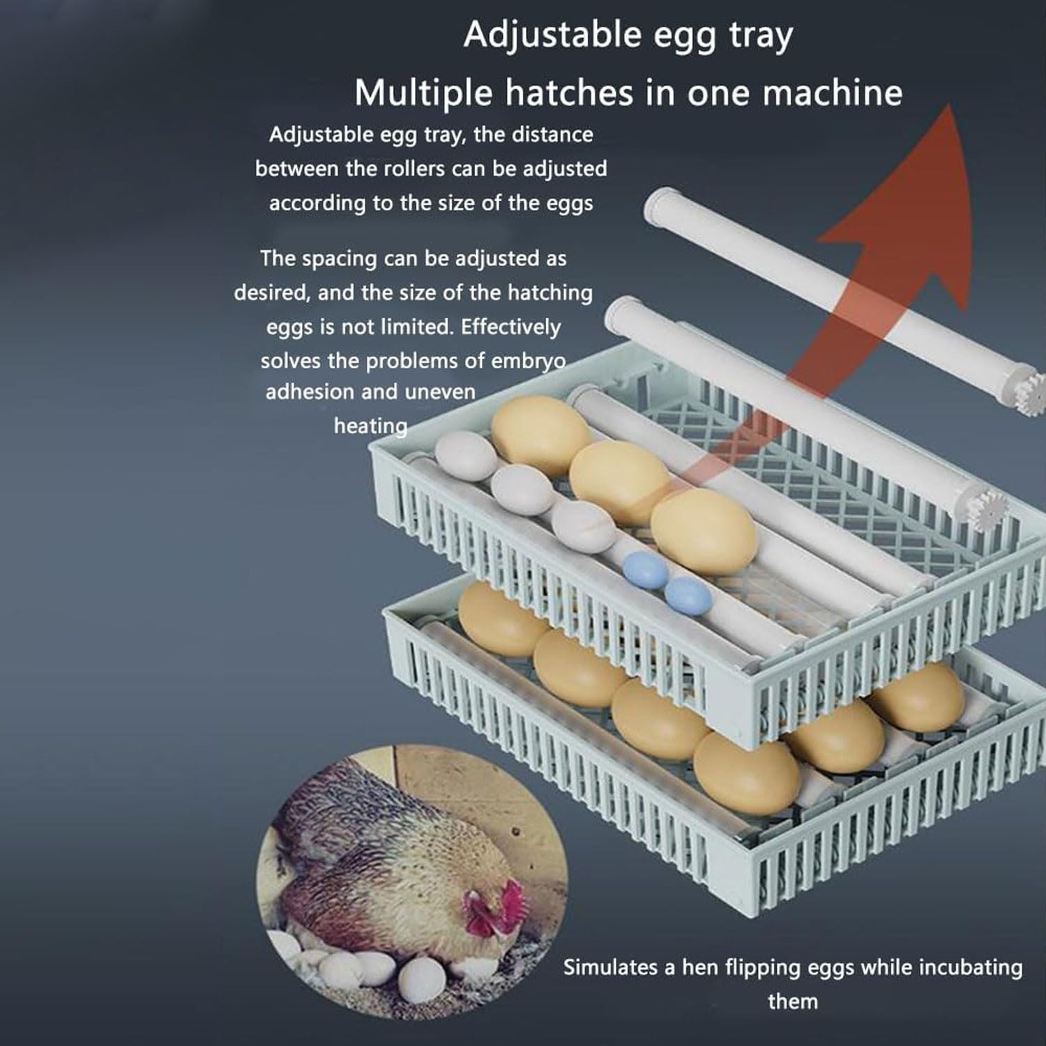 Incubadora digital de huevos con control de temperatura y humedad, pantalla táctil, giro automático, ideal para huevos de gallina y pato, perfecta para la agricultura doméstica