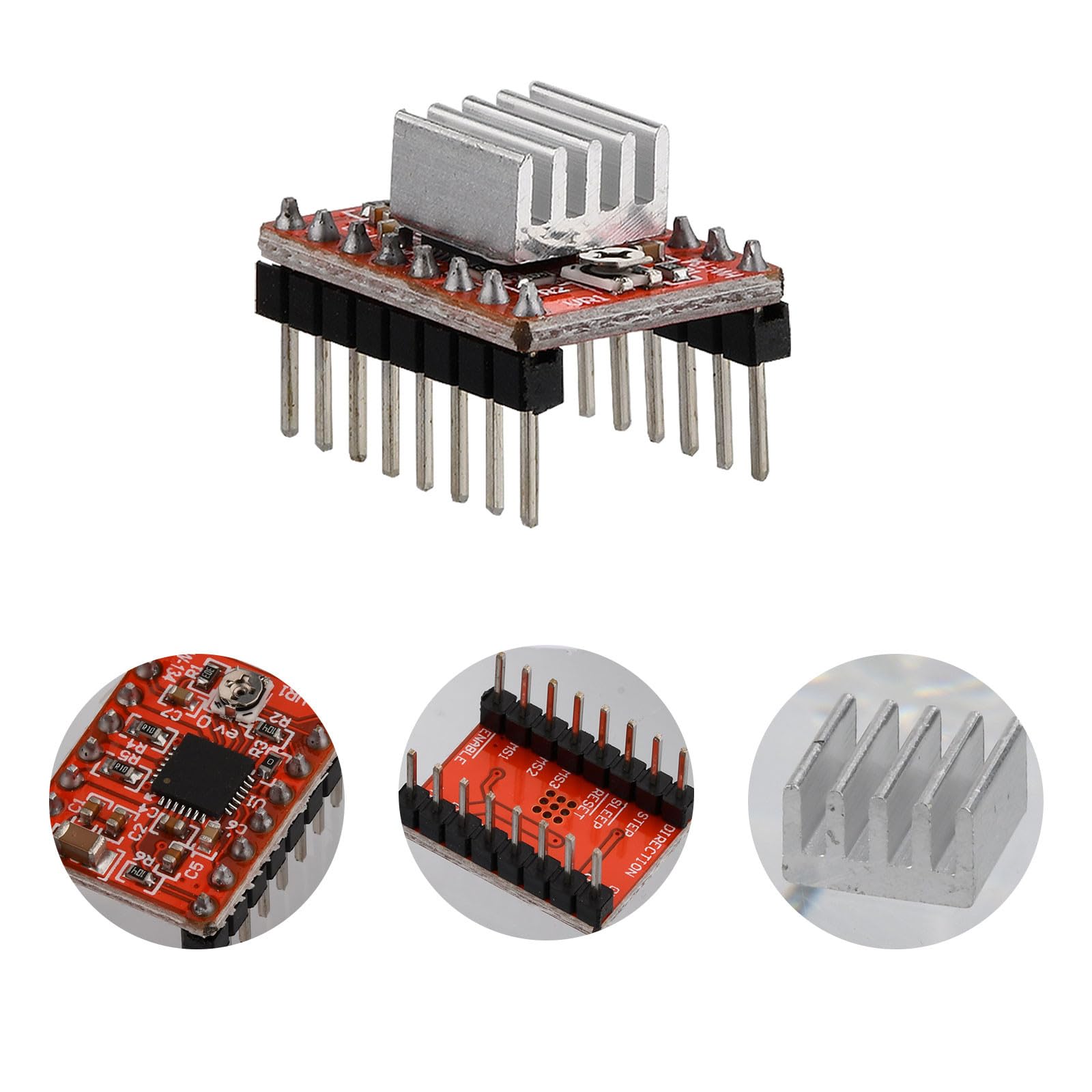 Heemol 5 STÜCKE A4988Stepper Motor Drive Board Modul 4-Layer Schrittmodul mit Mini-Kühlkörper für 3D-Drucker.