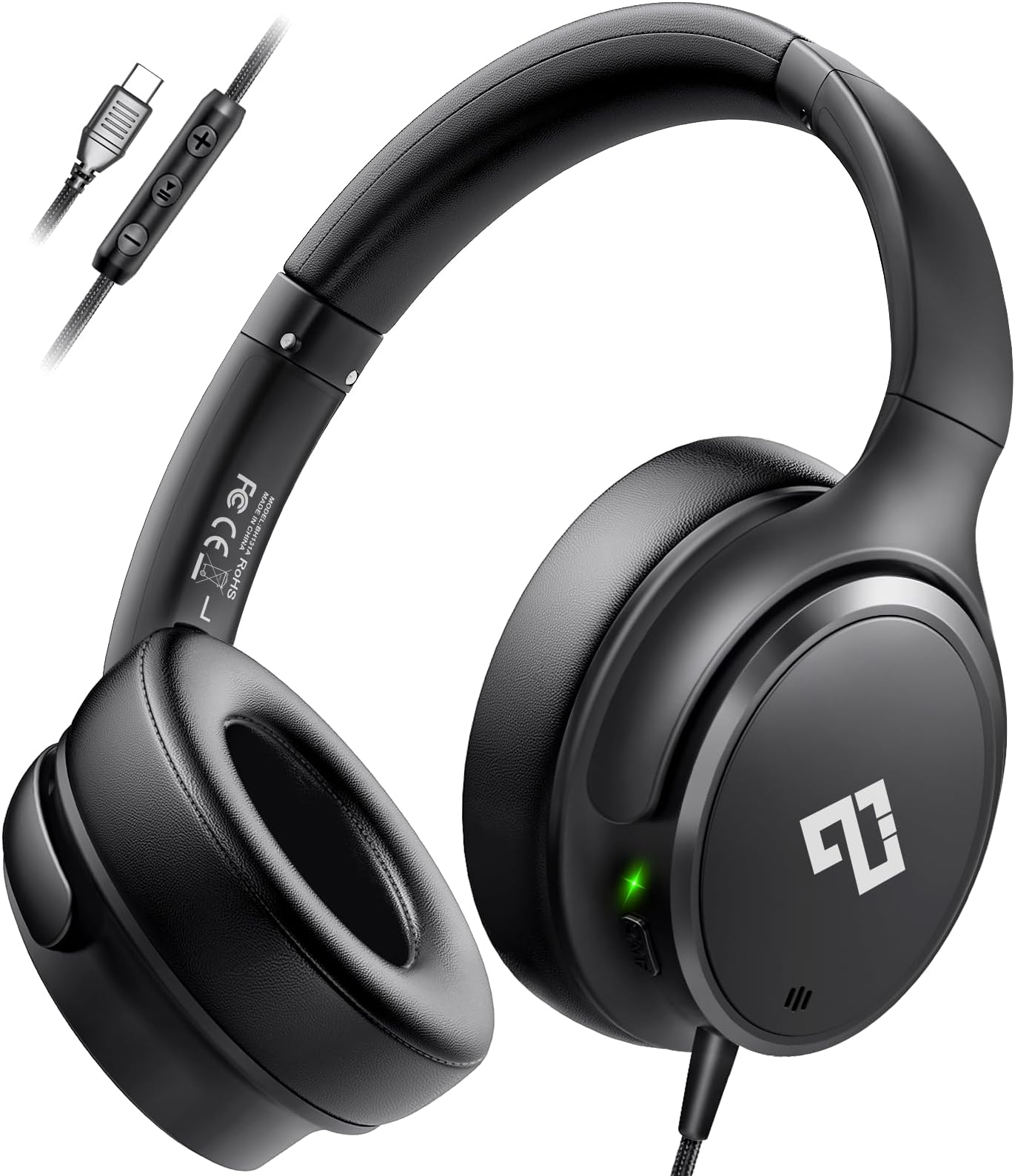 INFURTURE USB C Wired Headphones, Active Noise Canceling Over Ear with Mic