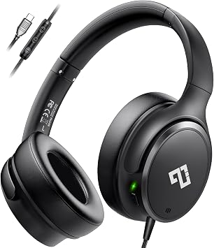 INFURTURE USB C Wired Headphones Active Noise Canceling Over Ear - Black