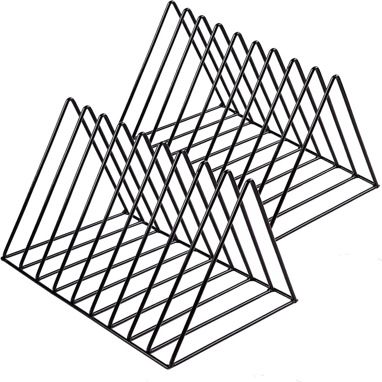 Desk Organizer,YHOME 2 Pack File Organizer for Desk ，Triangle File Folder Racks,9 Slot Magazine Holder Book Record Holder Vinyl Record Holder Storage Rack Bookshelf for Decor Home Office (Black)