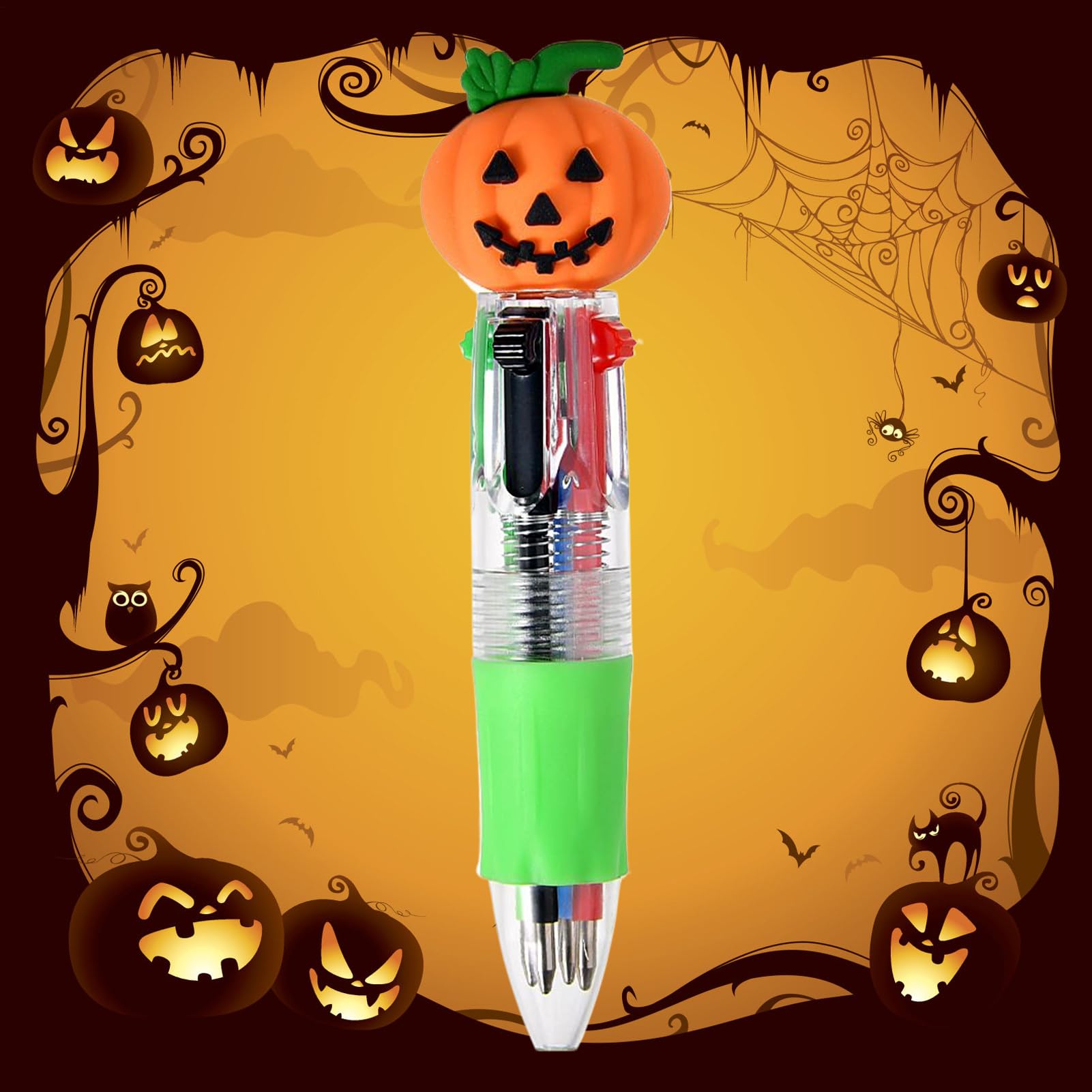 Lezevn 12 Stück Halloween Kürbis Stifte Neuheit Kugelschreiber Schwarze Geltinte Stifte Geburtstag Halloween Party Goodie Bag Füllstoffe