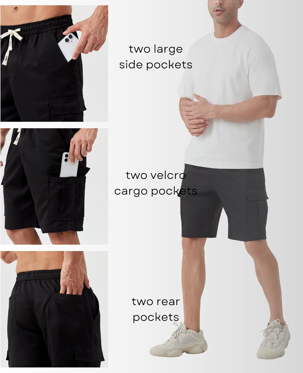 SIX ISLANDS Men's Cargo Shorts, 6-Pocket, Elastic Waist Adjustable Drawstring, Lightweight Relaxed Fit Casual - Image 4