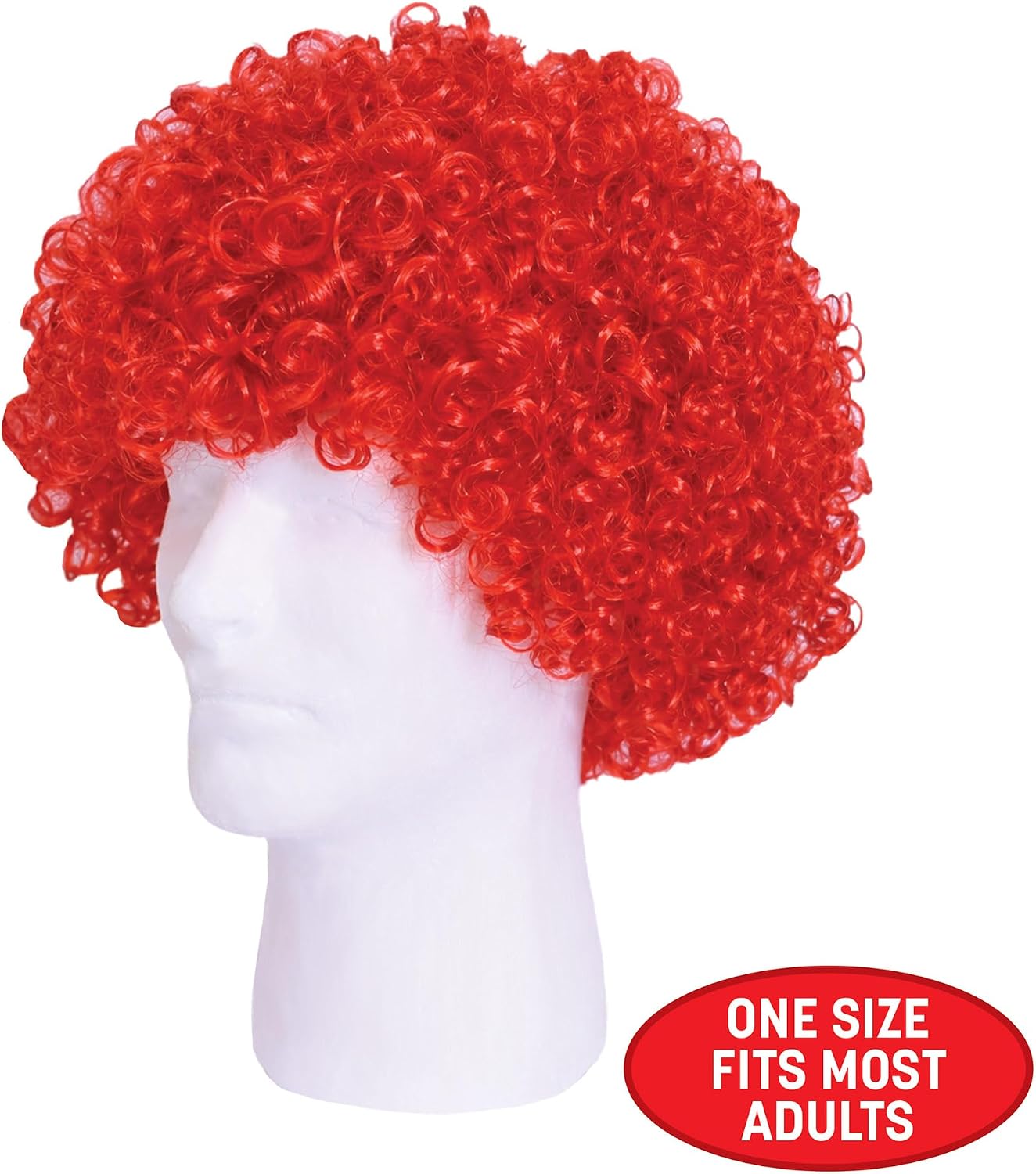 Beistle Red Curly Wig – Short Synthetic Costume Wig, Bold Novelty Spirit Hair Accessory for Cosplay, Halloween Costumes, Themed Party Wear, Stage Performances, Photo Booth Props & Event Styling