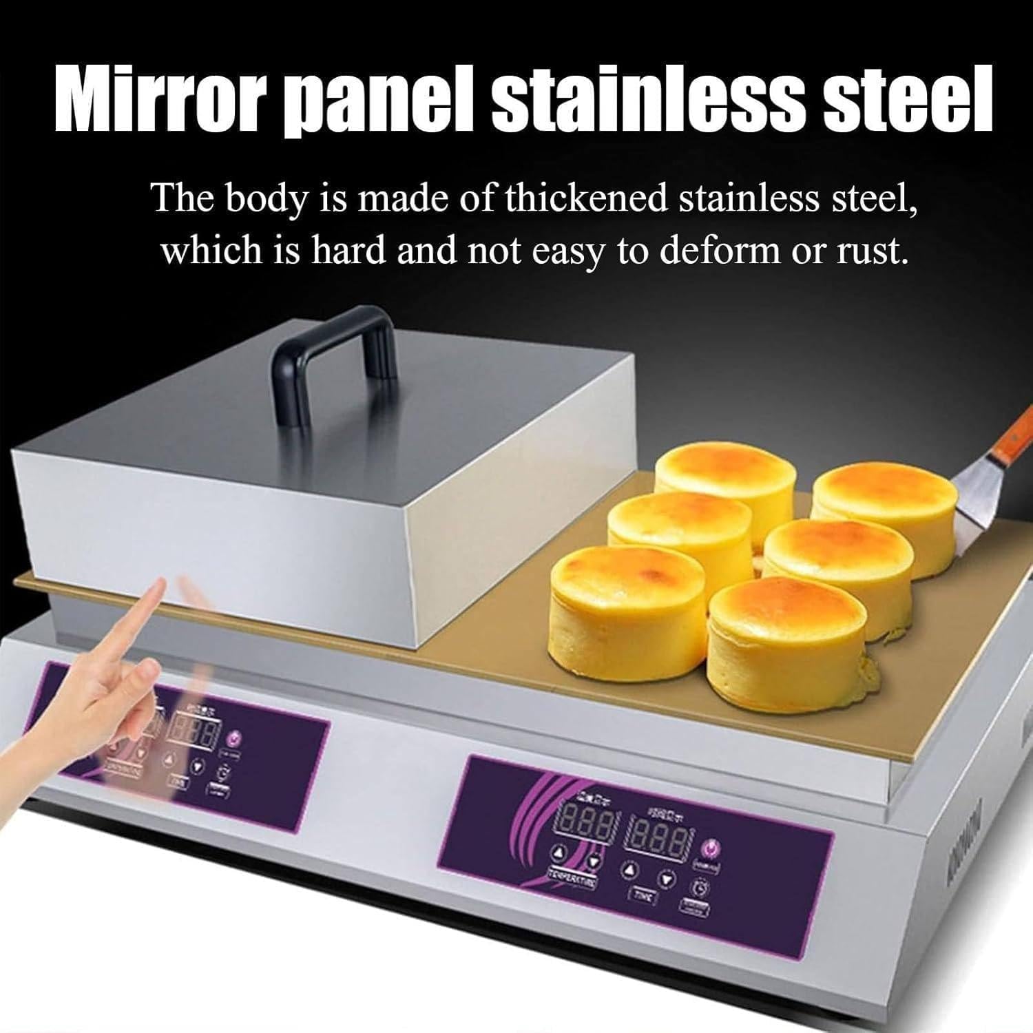 Máquina para Hacer soufflés, máquina para Hacer panqueques esponjosos de 1300 W, Plancha Antiadherente con Control de Temperatura Ajustable de 60 a 240 ℃, Unidad Individual de Acer,Single Head