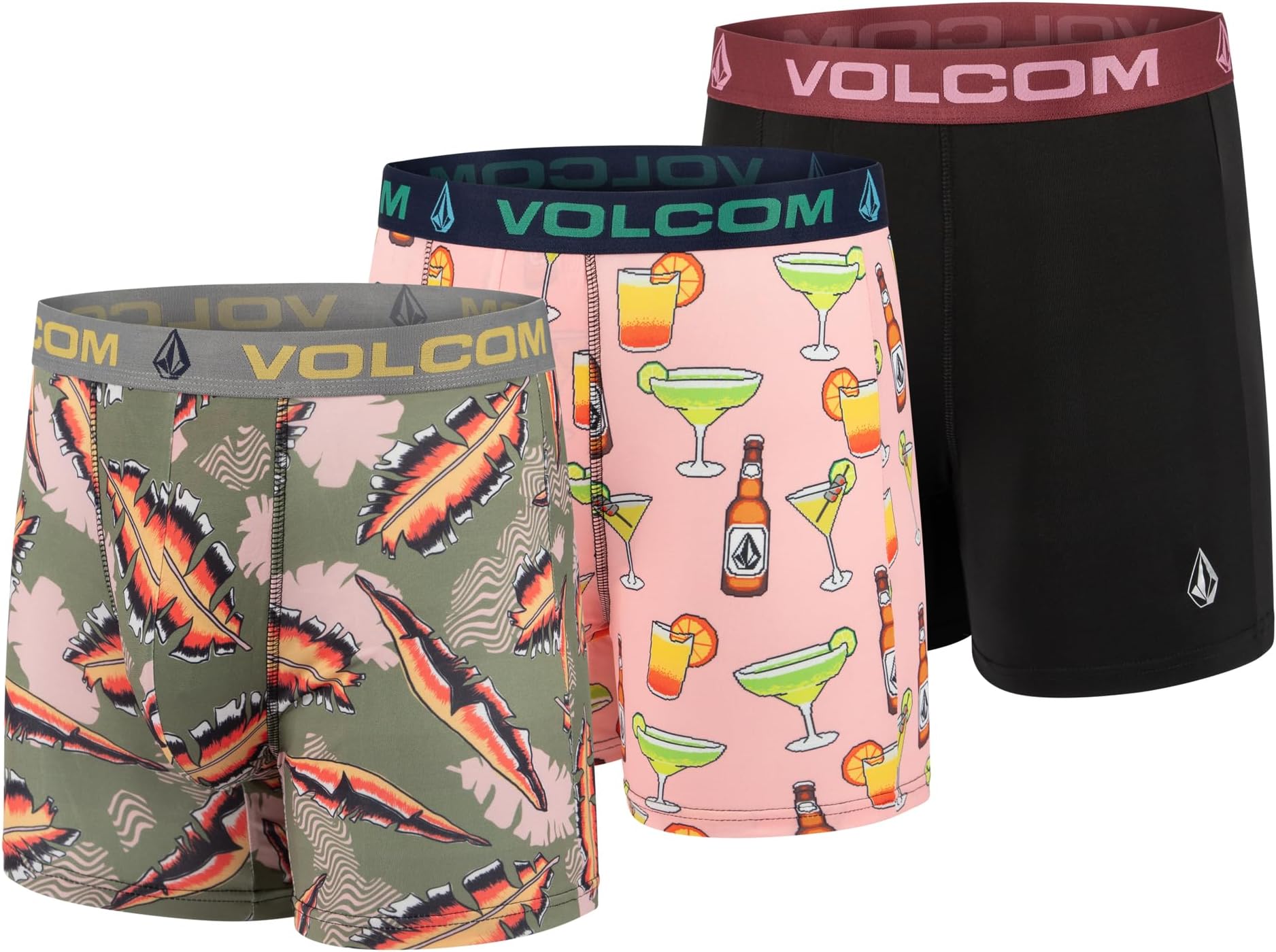 Volcom Mens Boxer Briefs 3 Pack Poly Spandex Performance Boxer Briefs Underwear