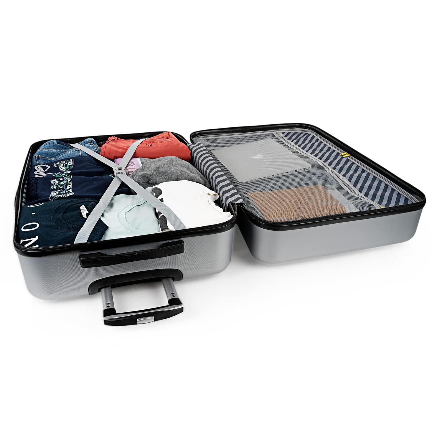 ITACA - Maletas Grandes De Viaje Rígidas Ligeras con 4 Doble Rueda 360° Candado de Combinacion TSA Maleta Grande 23 Kilos Alta Resistencia Maleta XL Duradera, Plata