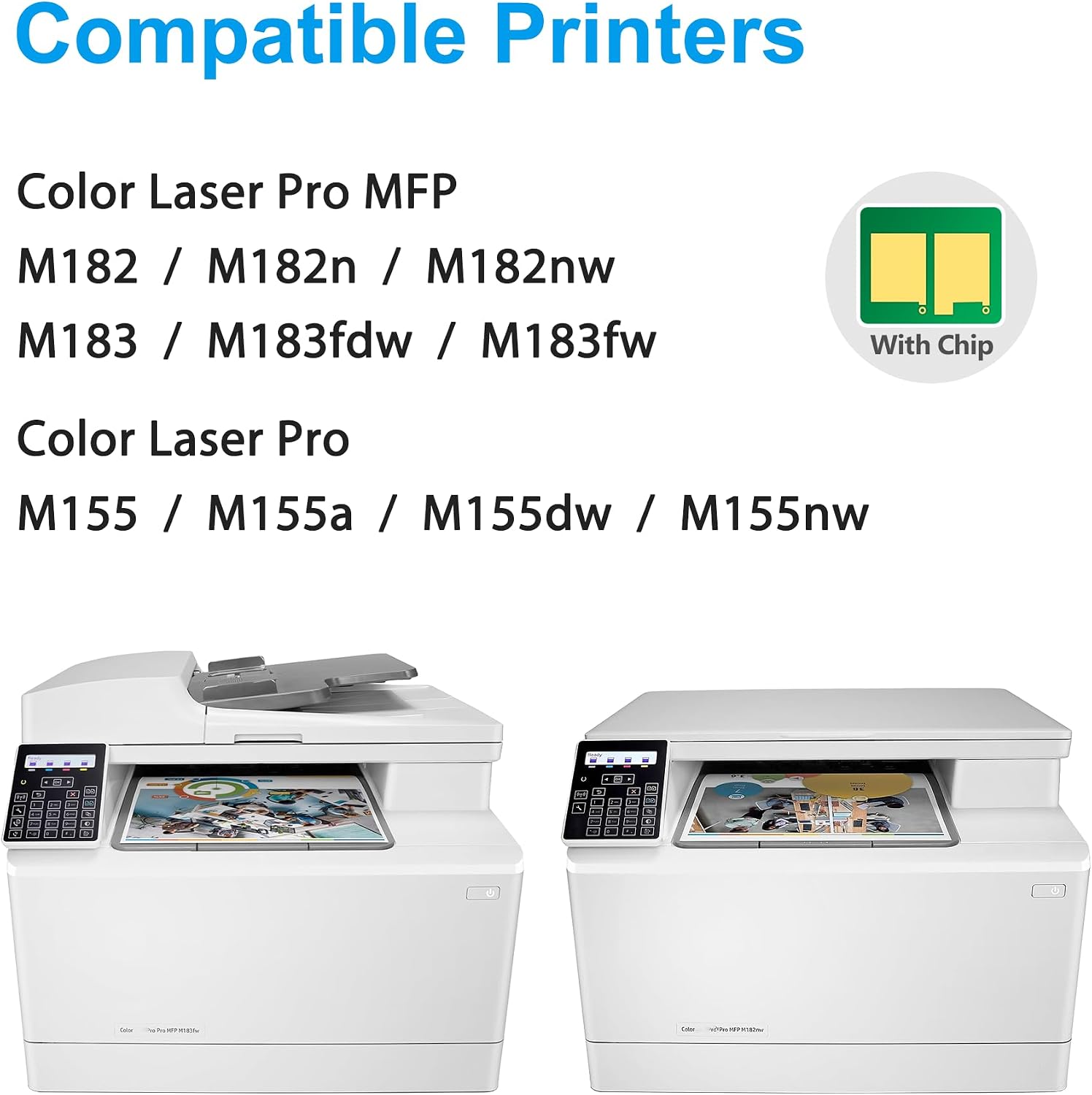 215A Toner Cartridges 4 Pack (Black/Cyan/Magenta/Yellow) Compatible for HP 215A W2310A W2311A W2312A W2313A Works with Color Laser Jet Pro MFP M183 M182 M155 Series Printer