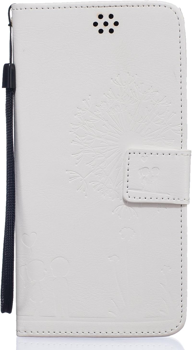 iPhone 6S Case, Wallet Embossed Cirrus PU Leather Case with Card Holders & Magnetic Clip Kickstand Soft TPU Inner Cover for iPhone 6/6s (White)
