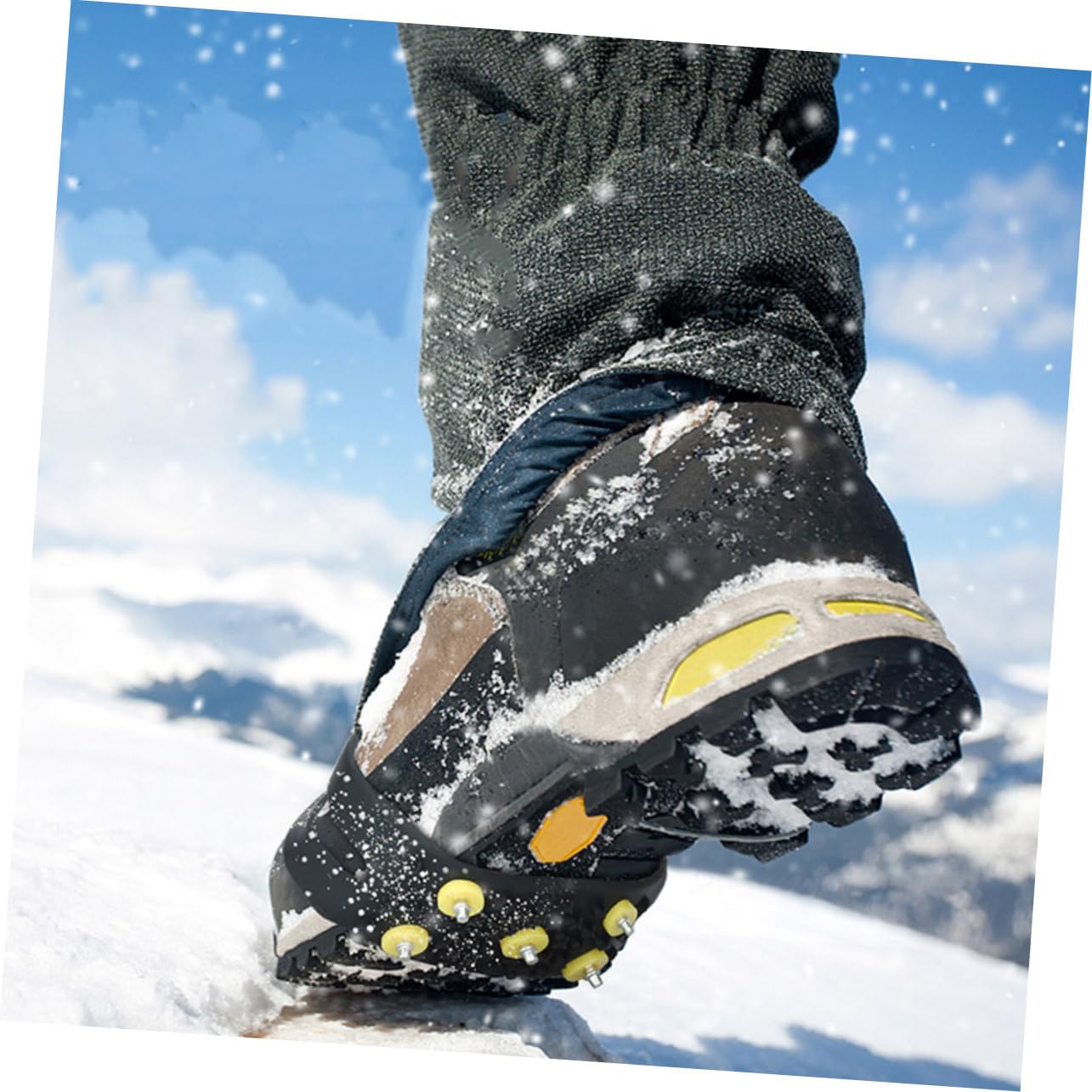 Ramponi da Ghiaccio per Scarpe 2 Paia in Tpe Antiscivolo | Pieghievoli, Nero, per Hiking e Jogging, Adatti a Donne e Ragazzo Ragazza, Accessorio da Montagna