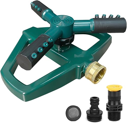 Aspersor para patio, rociador giratorio de jardín para cobertura de área grande, aspersores ajustables para césped y patio