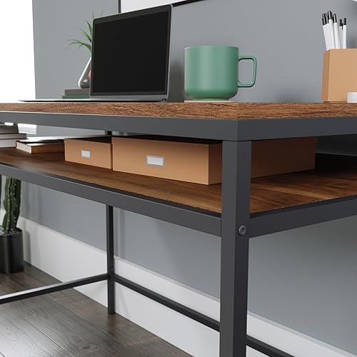 Miniatura 5 de Sauder Nova Loft - Escritorio con estante, largo 48.98" x ancho 24.96" x H 29.53", acabado en nogal
